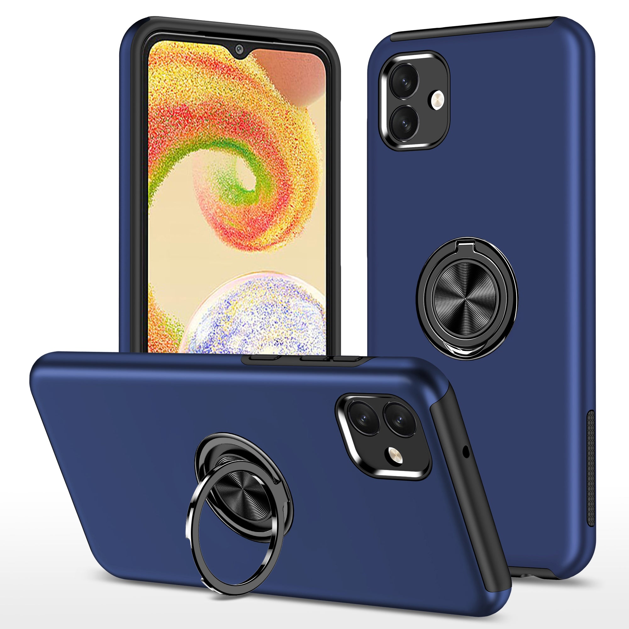 Pro Samsung Galaxy A04 4G (164,4 x 76,3 x 9,1 mm) otočný prstencový stojánek na telefon Pouzdro na telefon Hard PC Měkký TPU kryt proti pádu