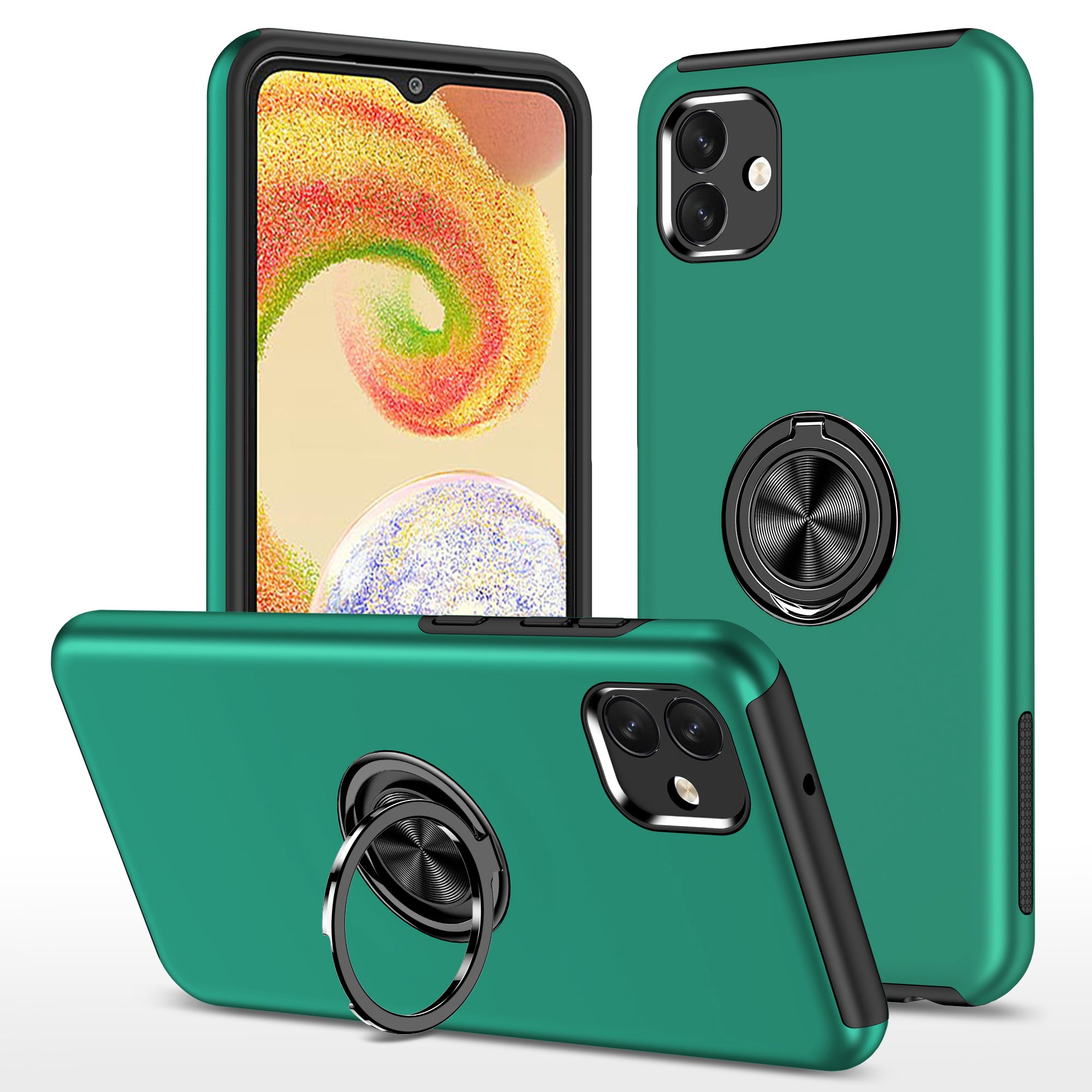 Pro Samsung Galaxy A04 4G (164,4 x 76,3 x 9,1 mm) otočný prstencový stojánek na telefon Pouzdro na telefon Hard PC Měkký TPU kryt proti pádu