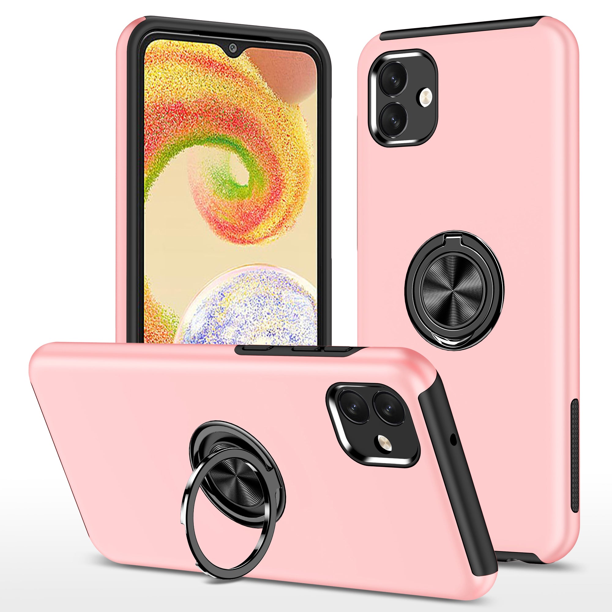 Pro Samsung Galaxy A04 4G (164,4 x 76,3 x 9,1 mm) otočný prstencový stojánek na telefon Pouzdro na telefon Hard PC Měkký TPU kryt proti pádu