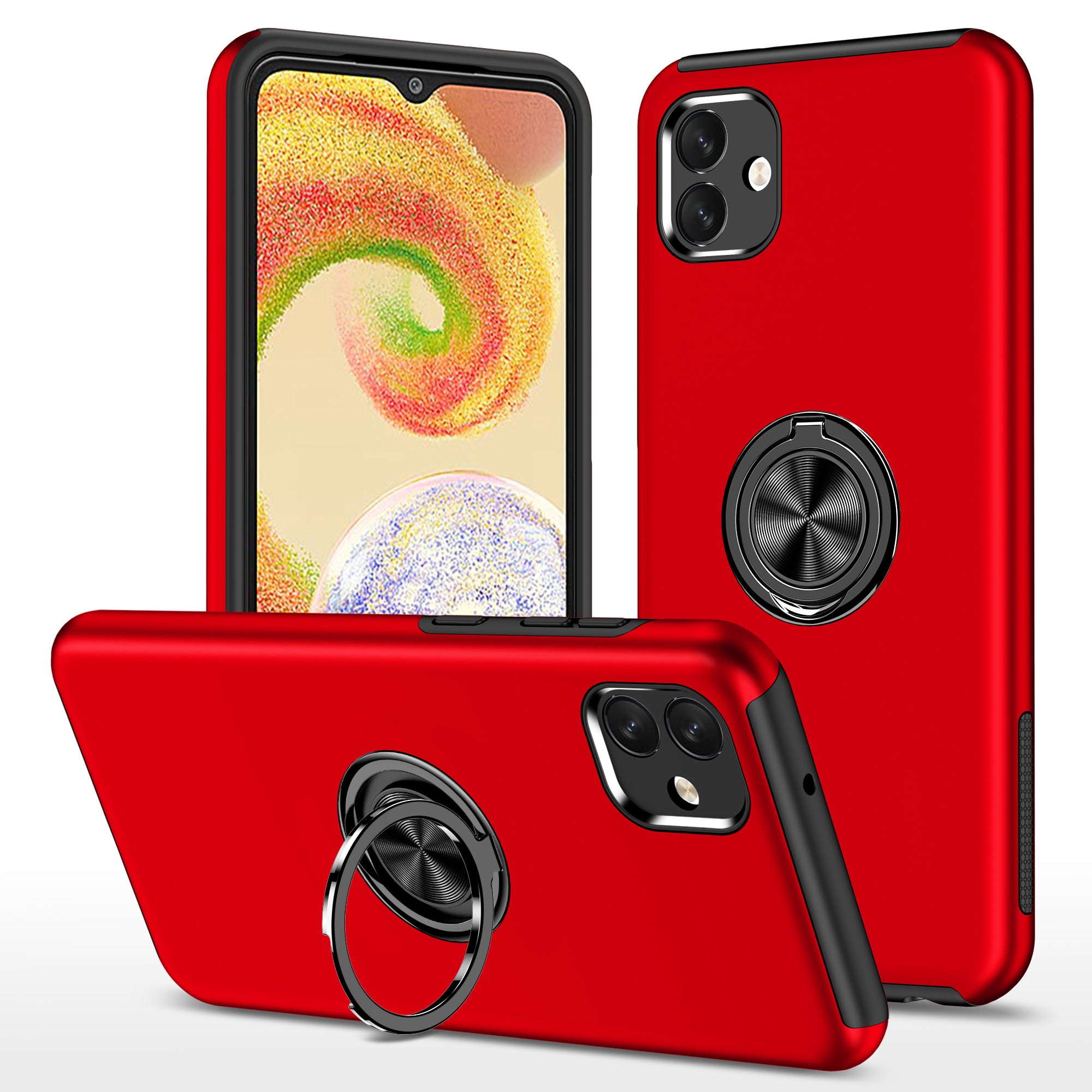 Pro Samsung Galaxy A04 4G (164,4 x 76,3 x 9,1 mm) otočný prstencový stojánek na telefon Pouzdro na telefon Hard PC Měkký TPU kryt proti pádu