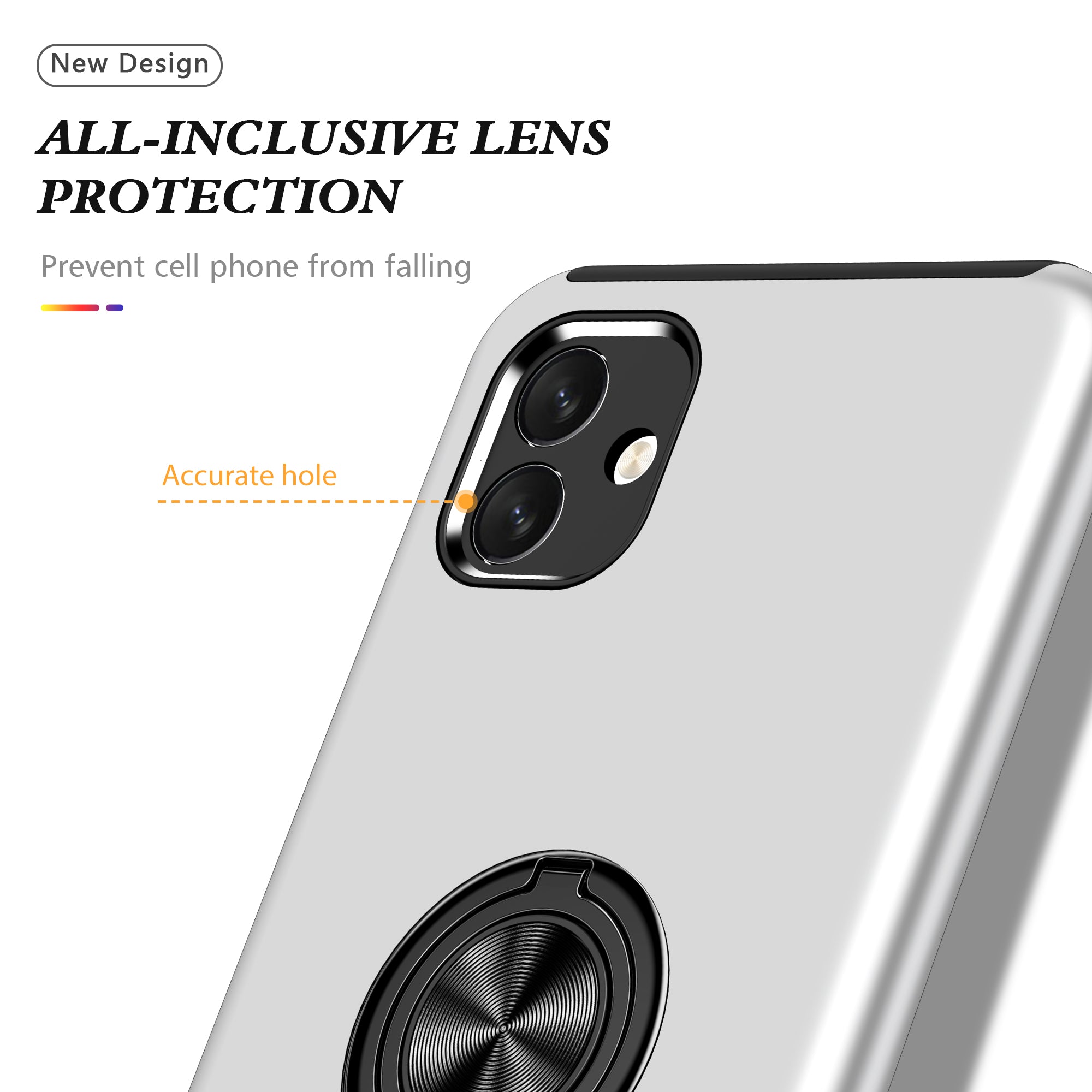 Pro Samsung Galaxy A04 4G (164,4 x 76,3 x 9,1 mm) otočný prstencový stojánek na telefon Pouzdro na telefon Hard PC Měkký TPU kryt proti pádu