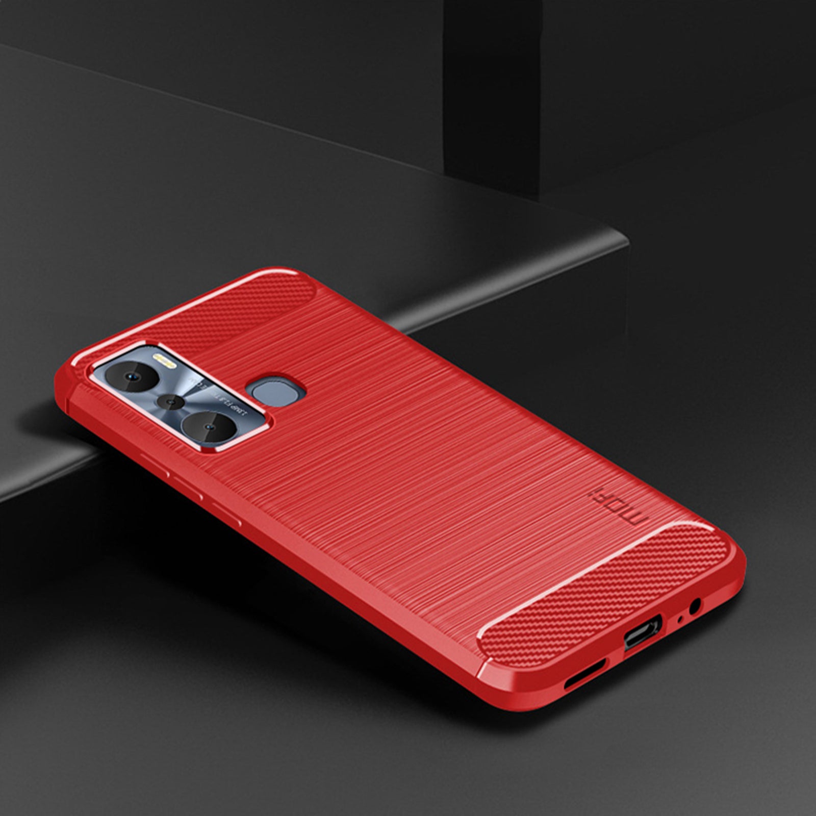 MOFI JK TPU Series-1 for Infinix Hot 20i 4G x665e Carbon Fiber Brushed TPU Phone Back Cover Wear-resistant Protective Slim Phone Case