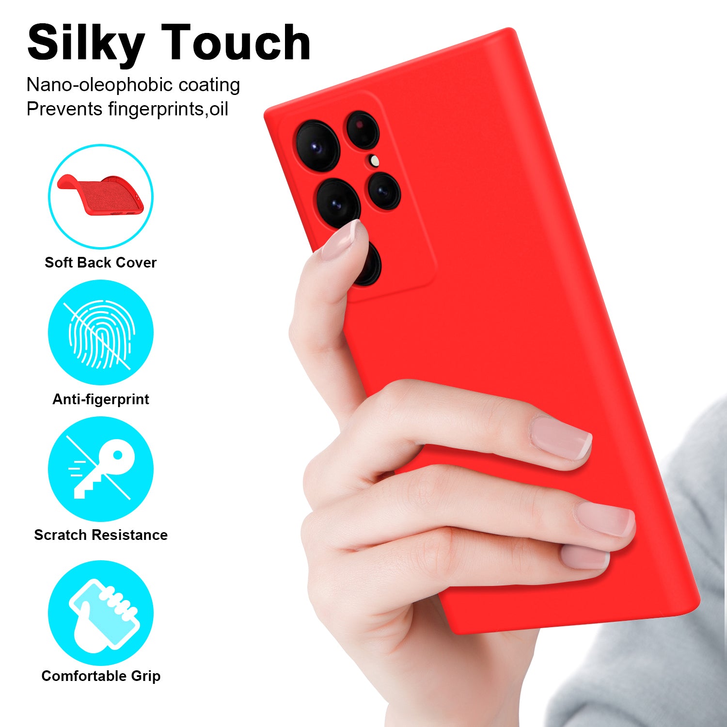For Samsung Galaxy S23 Ultra Rubberized Soft TPU Cover Fiber Lining Cushion Protection 2.2mm Thickness Phone Case
