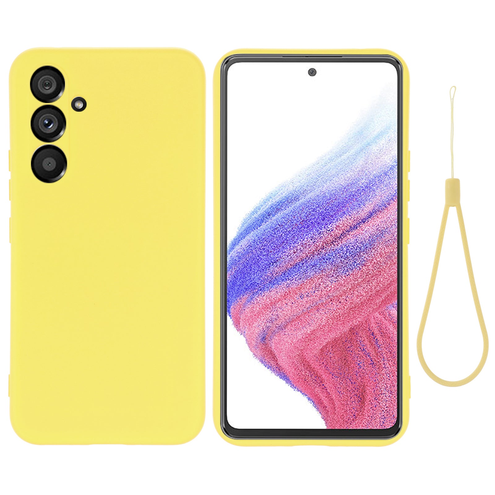 For Samsung Galaxy A54 5G Anti-scratch Liquid Silicone Phone Case Protective Cover with Strap