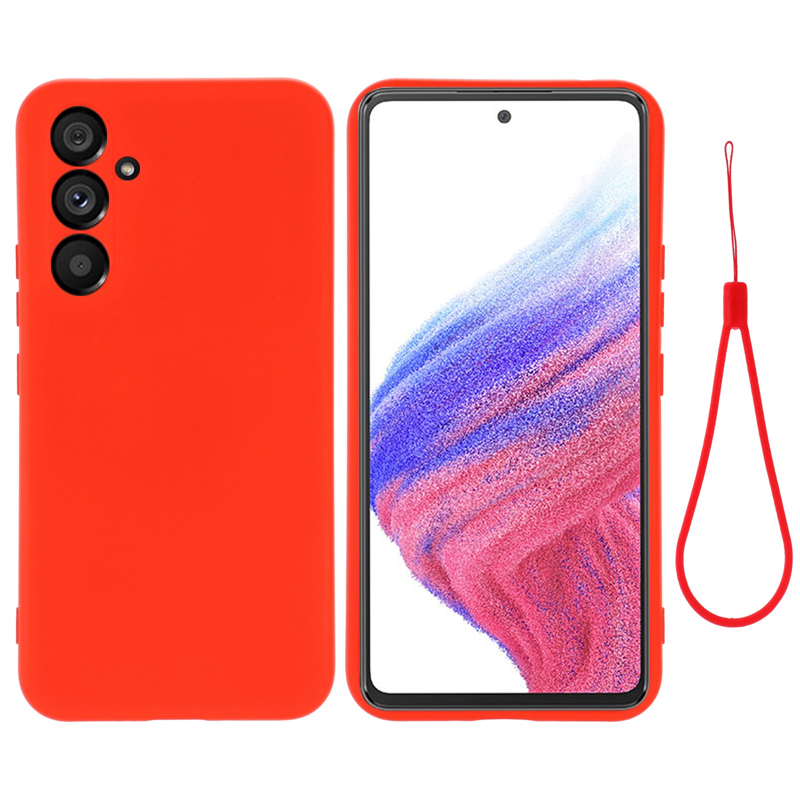 For Samsung Galaxy A54 5G Anti-scratch Liquid Silicone Phone Case Protective Cover with Strap