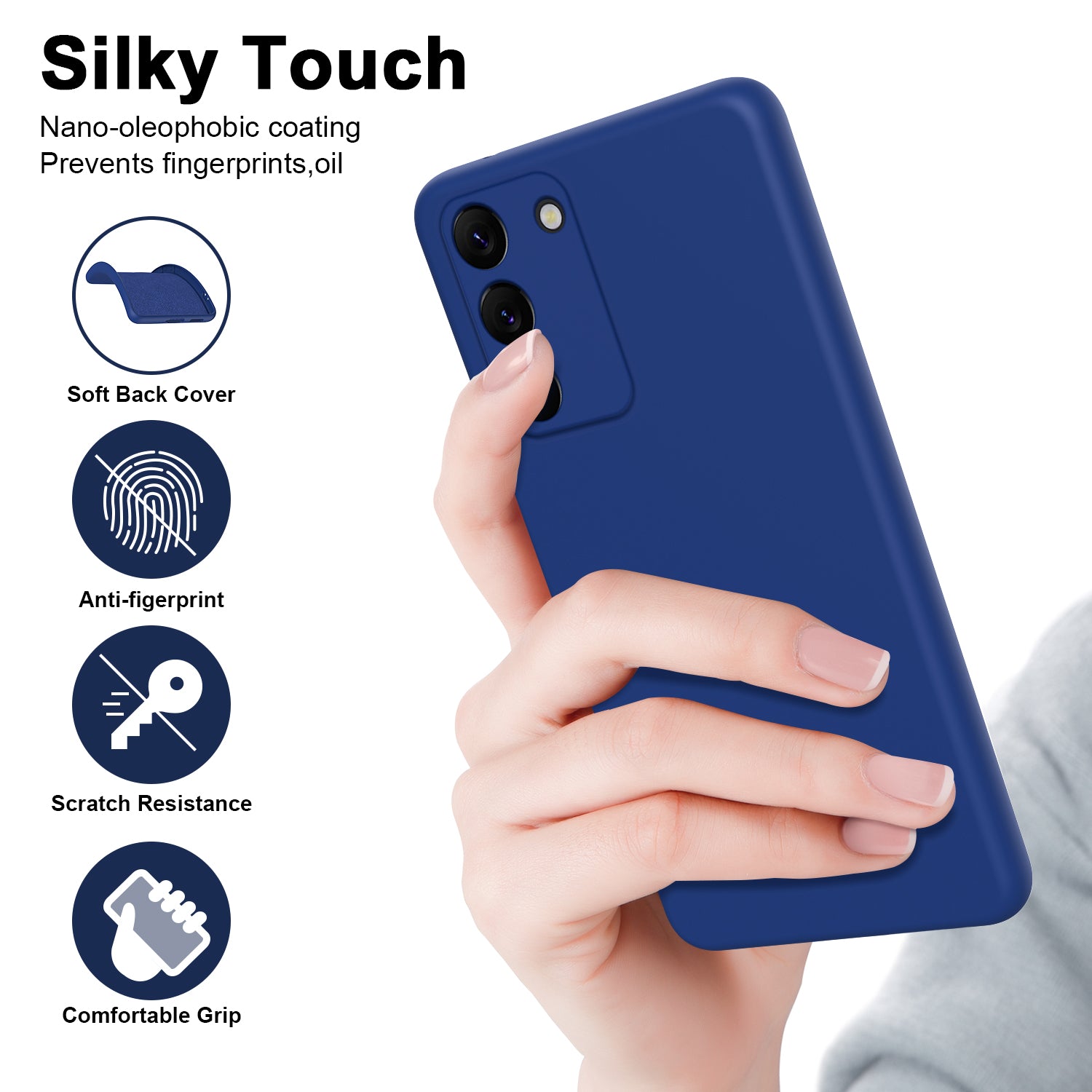 For Samsung Galaxy S23 2.2mm Thickness Drop-proof Phone Case Fiber Lining Rubberized Flexible TPU Protective Cover