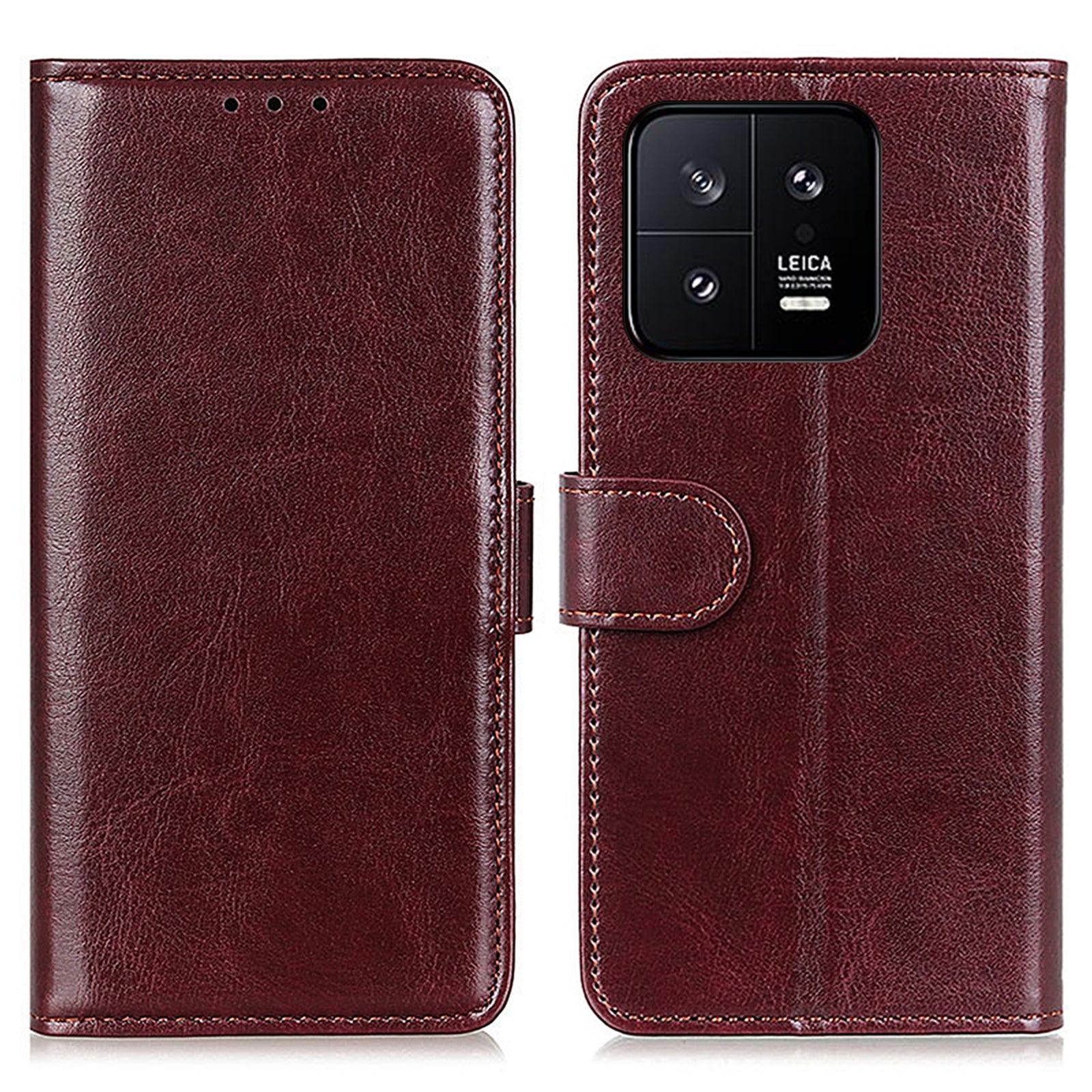 Anti-ridse telefontaske til Xiaomi 13 5G Crazy Horse Tekstur Magnetisk lås PU læder Flip Wallet Stand Anti-fall Mobiltelefon Cover