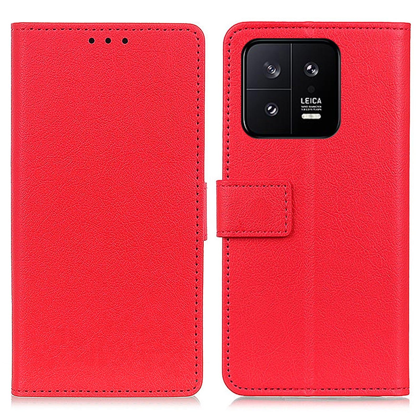 Stand Wallet Phone Case for Xiaomi 13 5G Magnetic Clasp Textured PU Leather TPU Full Protection Cover