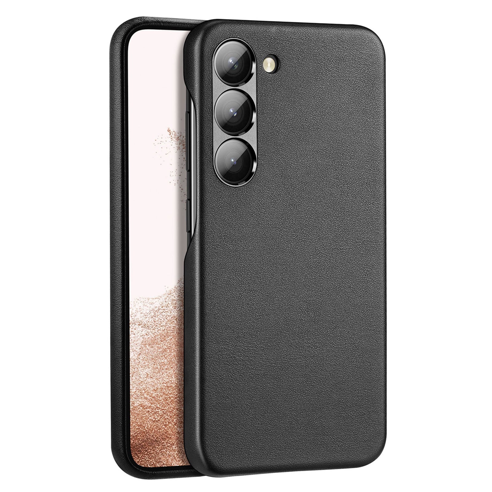 DUX DUCIS Anti-fall Phone Cover For Samsung Galaxy S23 Grit-Series PU Leather PC Aluminium Alloy Cell Phone Case