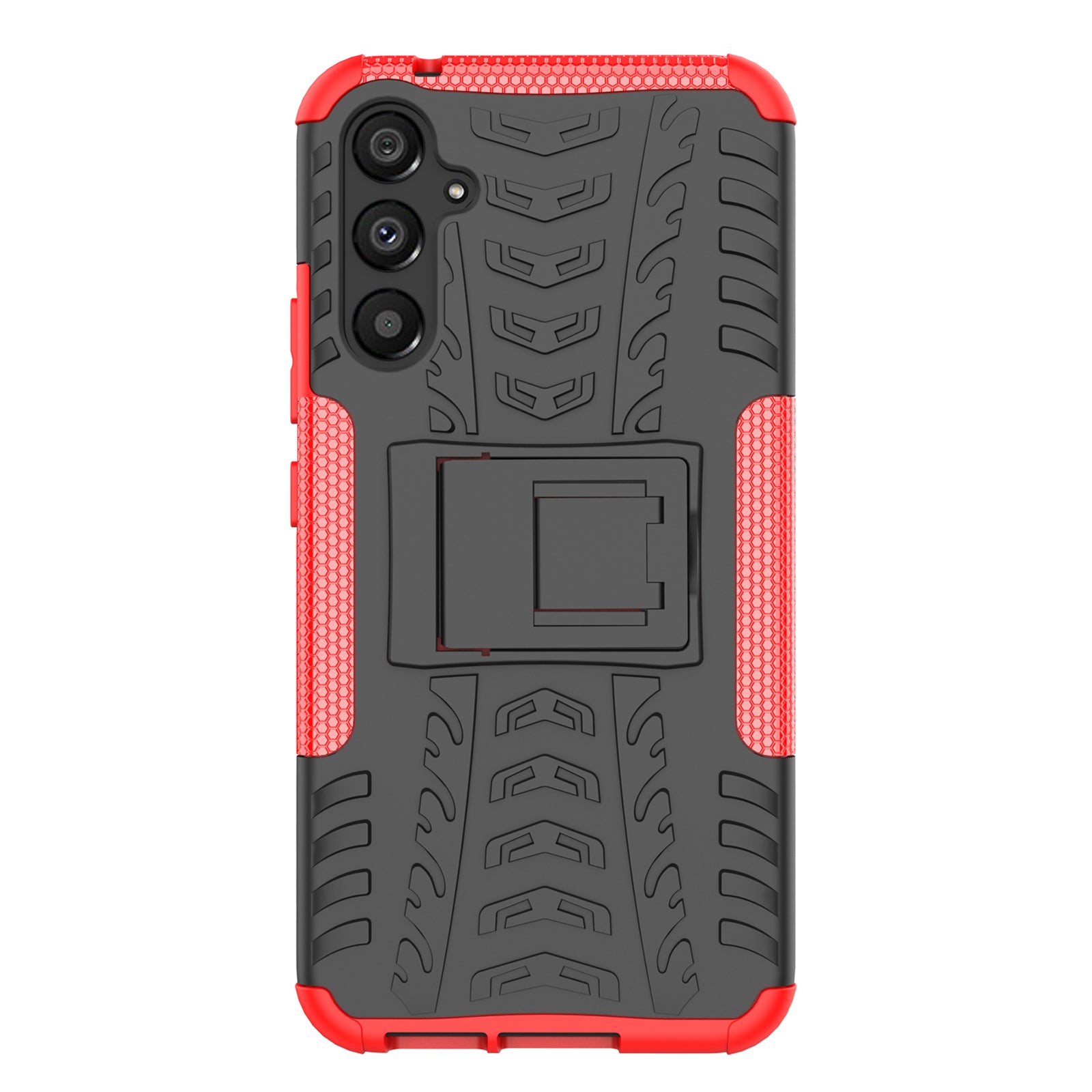 For Samsung Galaxy A34 5G Cool Tire Texture Soft TPU Hard PC Anti-drop Back Cover Kickstand Protective Phone Case