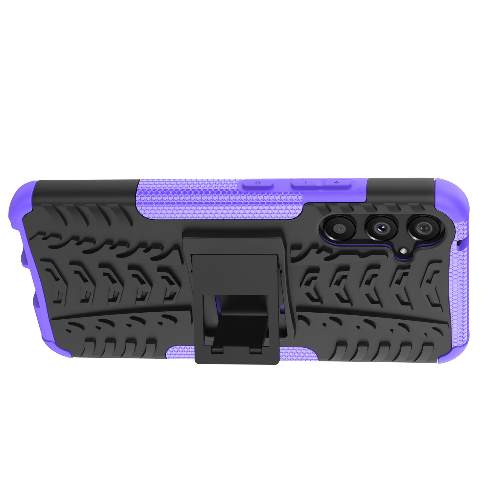 For Samsung Galaxy A34 5G Cool Tire Texture Soft TPU Hard PC Anti-drop Back Cover Kickstand Protective Phone Case