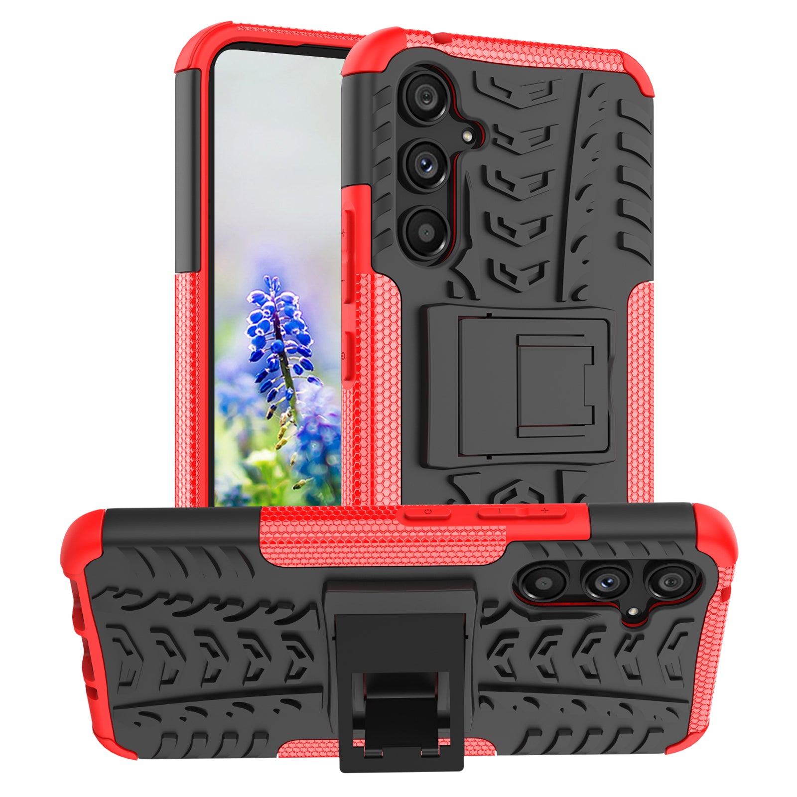 Ochranné pouzdro na telefon pro Samsung Galaxy A54 5G Cool Tire Texture Kickstand Soft TPU Hard PC Kryt telefonu odolný proti poškrábání