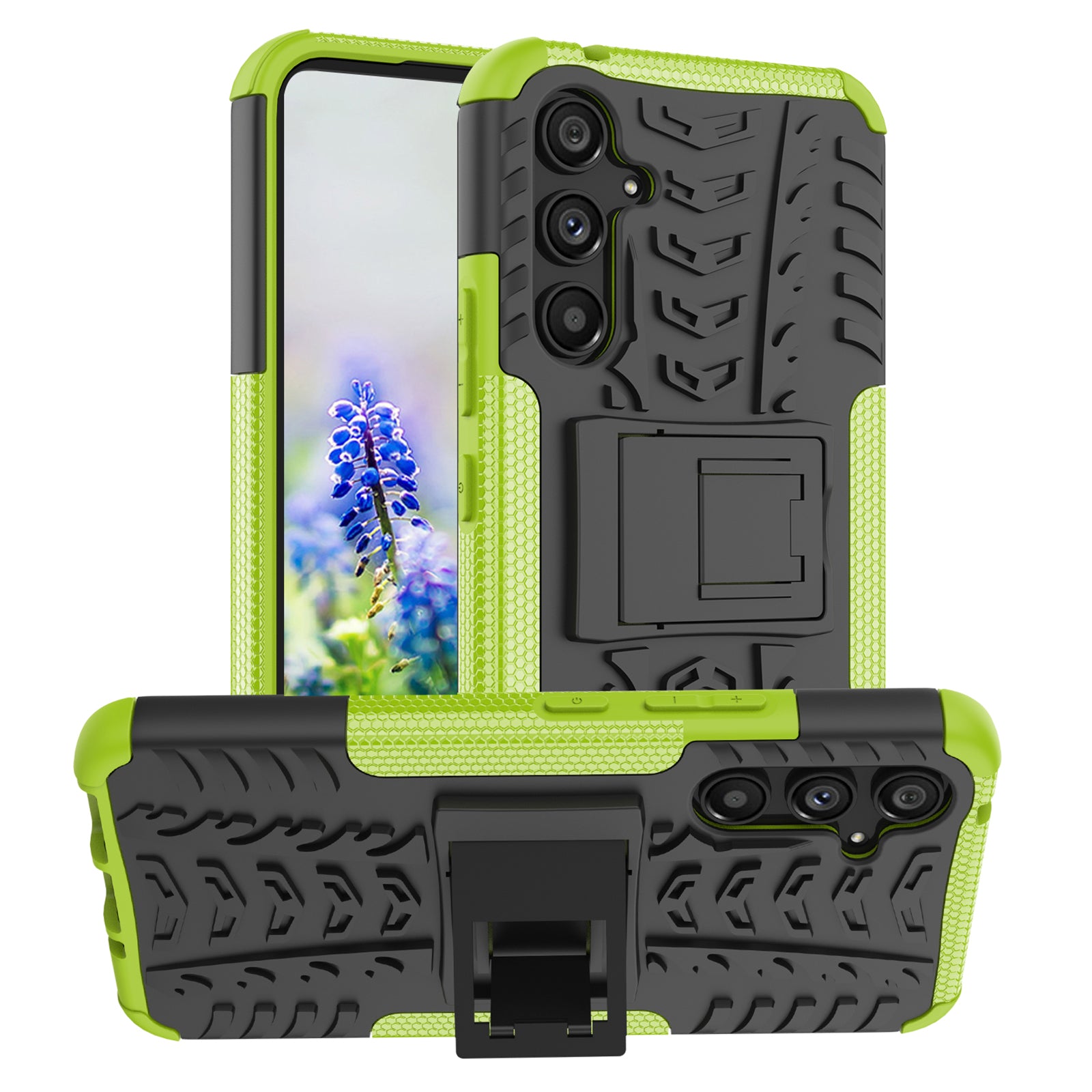 Ochranné pouzdro na telefon pro Samsung Galaxy A54 5G Cool Tire Texture Kickstand Soft TPU Hard PC Kryt telefonu odolný proti poškrábání