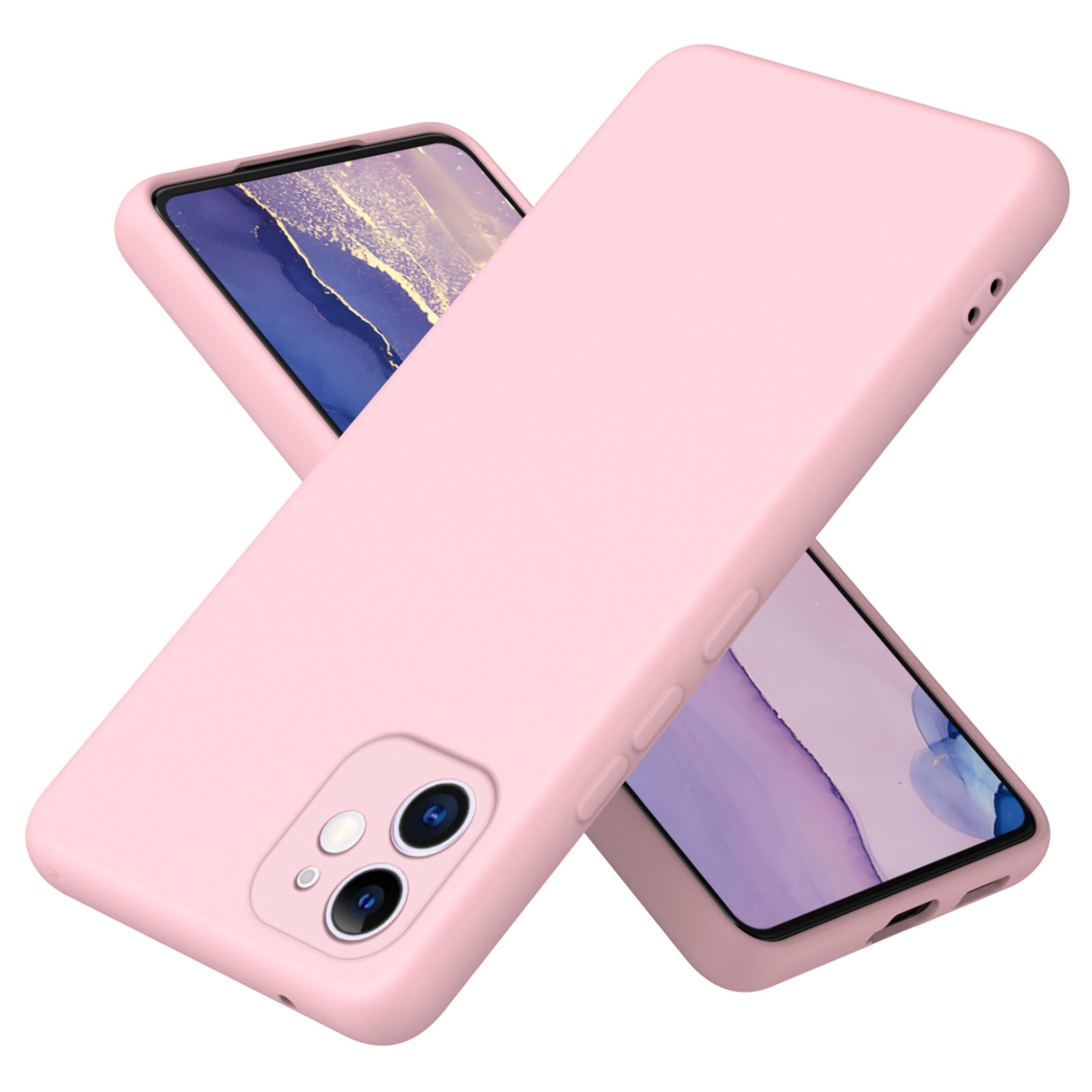 For iPhone 12 6.1 inch Rubberized TPU 2.2mm Thickness Anti-fall Phone Back Cover Smartphone Case with Fiber Lining Cushion