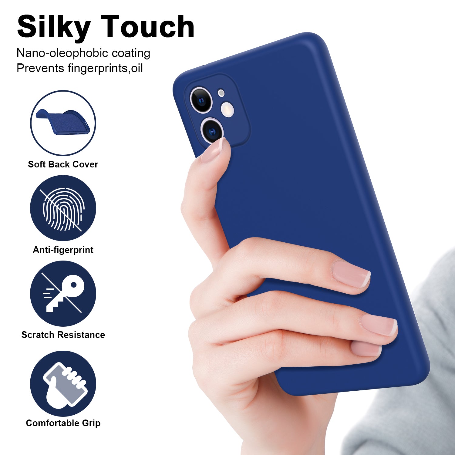 Non-slip Protective Phone Back Cover For iPhone 11 6.1 inch Rubberized Soft TPU 2.2mm Thickness Phone Case with Fiber Lining Cushion