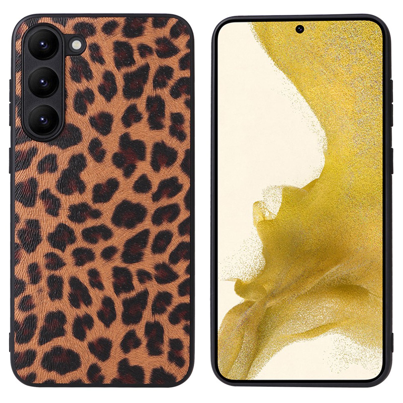 For Samsung Galaxy S23 Textured PU Leather Hybrid Phone Case Soft TPU Hard PC Anti-Scratch Lining Shockproof Cover