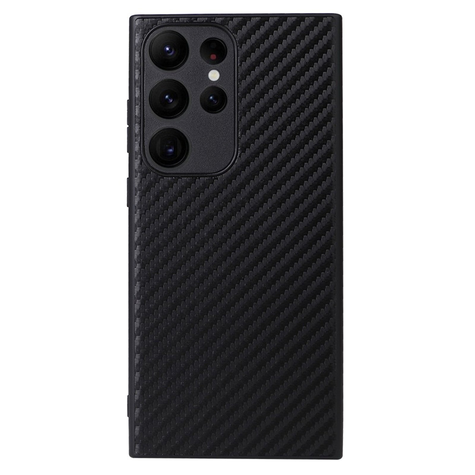 For Samsung Galaxy S23 Ultra Textured PU Leather Coated TPU PC Hybrid Protective Case Soft Lining Anti-Scratch Shockproof Protection Cover