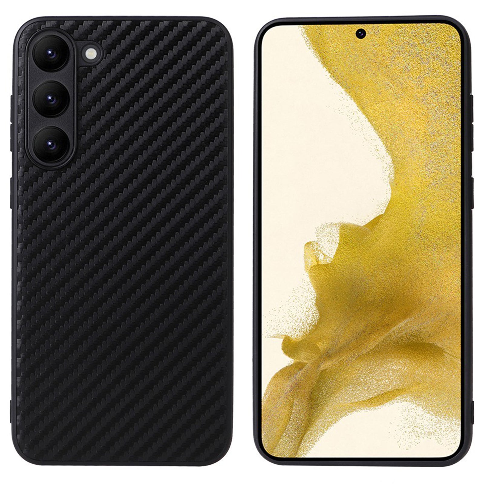 For Samsung Galaxy S23 Textured PU Leather Hybrid Slim Case Soft TPU Hard PC Protective Phone COVER with Ultra Fibrillar Lining