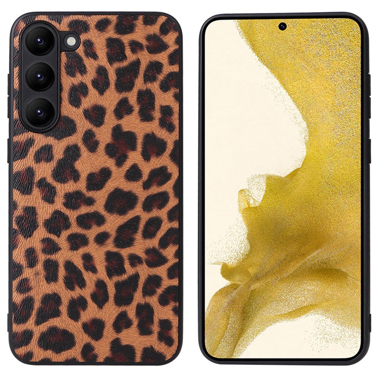 For Samsung Galaxy S23 Textured PU Leather Hybrid Slim Case Soft TPU Hard PC Protective Phone COVER with Ultra Fibrillar Lining