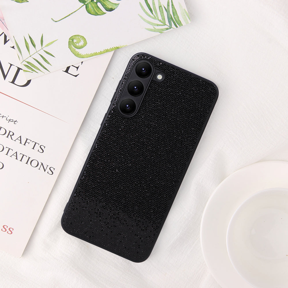 For Samsung Galaxy S23 Textured PU Leather Hybrid Slim Case Soft TPU Hard PC Protective Phone COVER with Ultra Fibrillar Lining