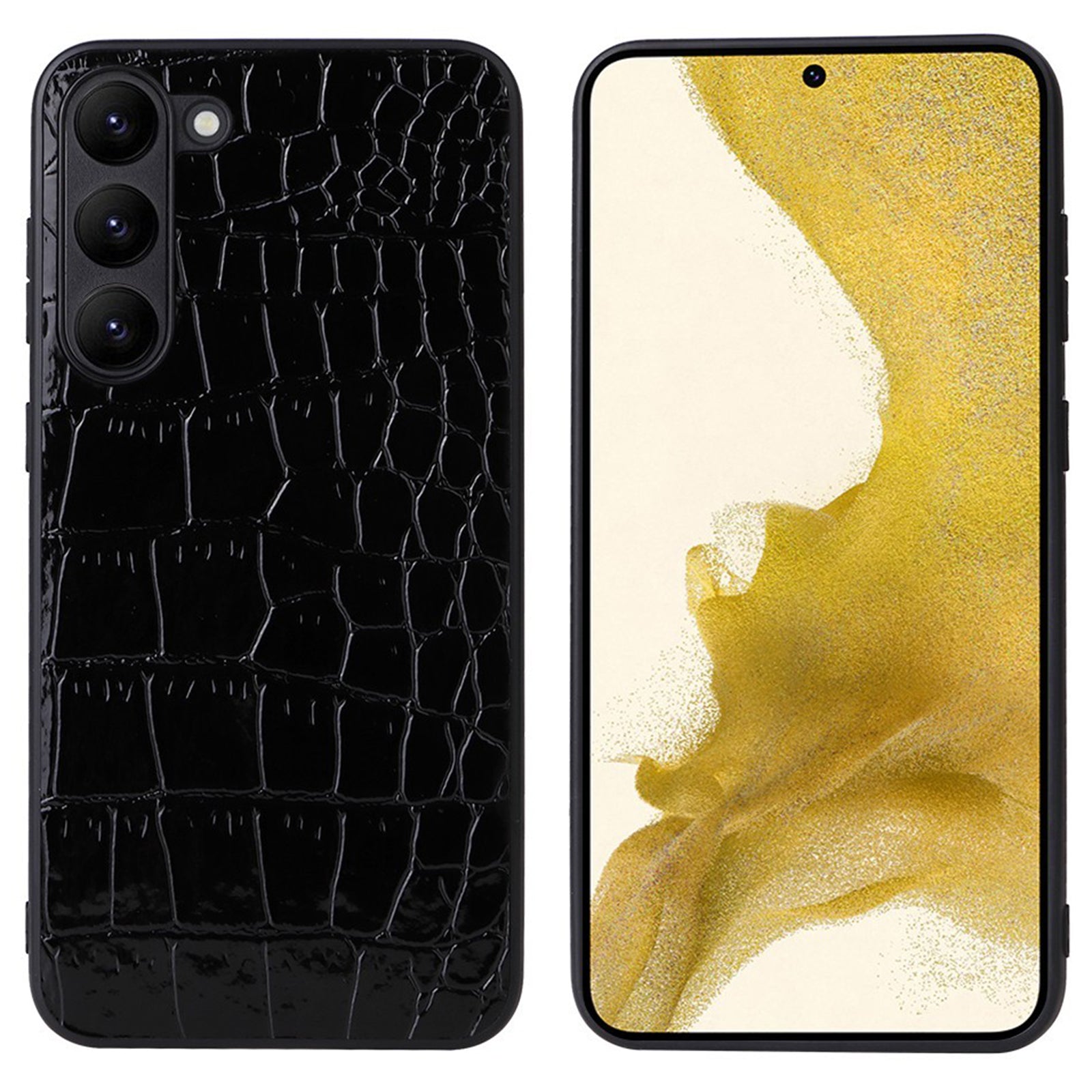 For Samsung Galaxy S23 Textured PU Leather Hybrid Slim Case Soft TPU Hard PC Protective Phone COVER with Ultra Fibrillar Lining