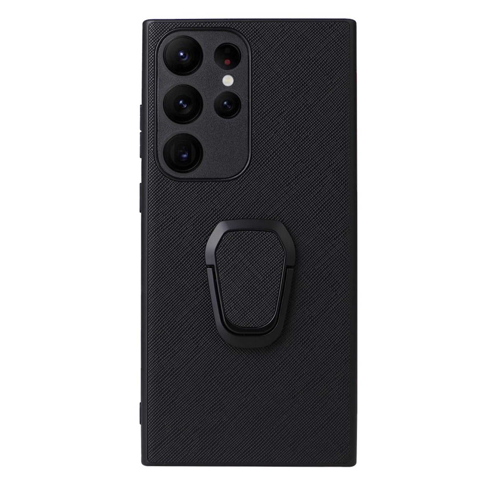 For Samsung Galaxy S23 Ultra Kickstand Camera Protection Phone Case Textured PU Leather Coated TPU PC Anti-Scratch Lining Inside Cover