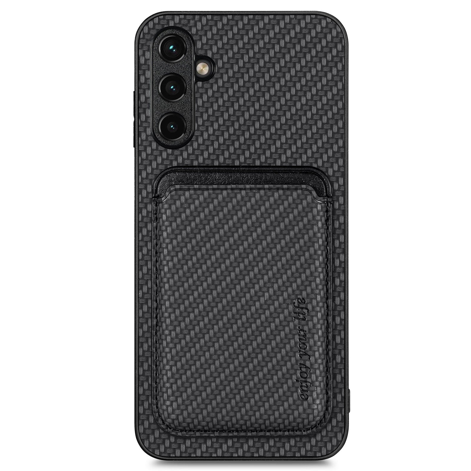 For Samsung Galaxy A14 5G A14 4G Detachable Magnetic Phone Case Carbon Fiber Texture Anti-scratch Phone Cover with Card Holder
