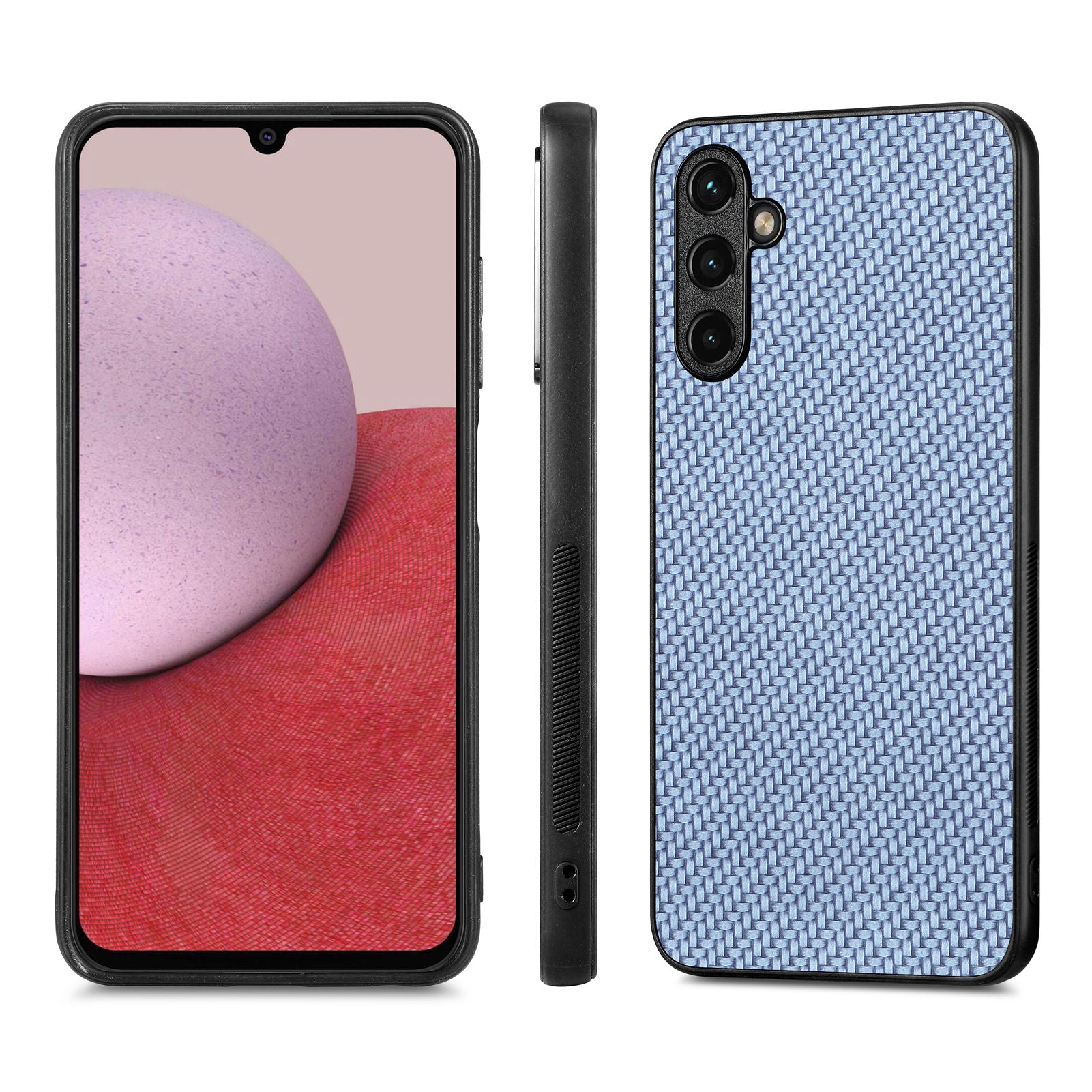 Anti-scratch Phone Case For Samsung Galaxy A14 5G A14 4G Carbon Fiber Texture PU Leather Coated Soft TPU Anti-fall Phone Cover