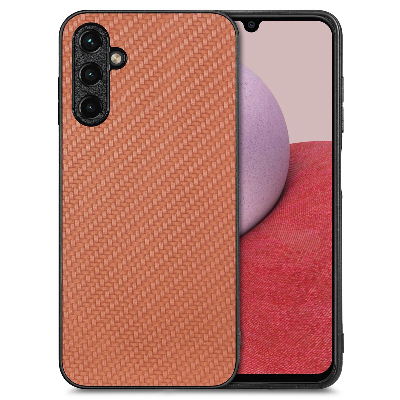 Anti-scratch Phone Case For Samsung Galaxy A14 5G A14 4G Carbon Fiber Texture PU Leather Coated Soft TPU Anti-fall Phone Cover