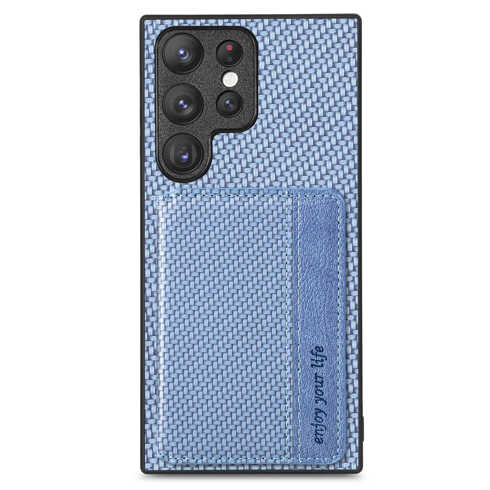Drop-proof Phone Cover For Samsung Galaxy S23 Ultra Carbon Fiber Texture Magnetic RFID Blocking Wallet PU Leather Coated TPU Phone Case Kickstand
