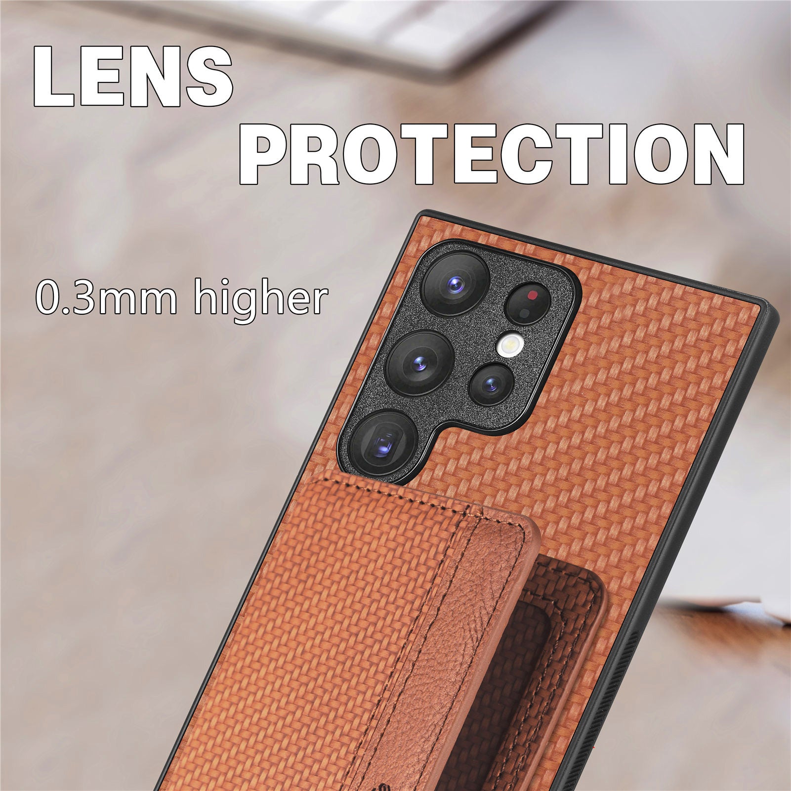 Drop-proof Phone Cover For Samsung Galaxy S23 Ultra Carbon Fiber Texture Magnetic RFID Blocking Wallet PU Leather Coated TPU Phone Case Kickstand