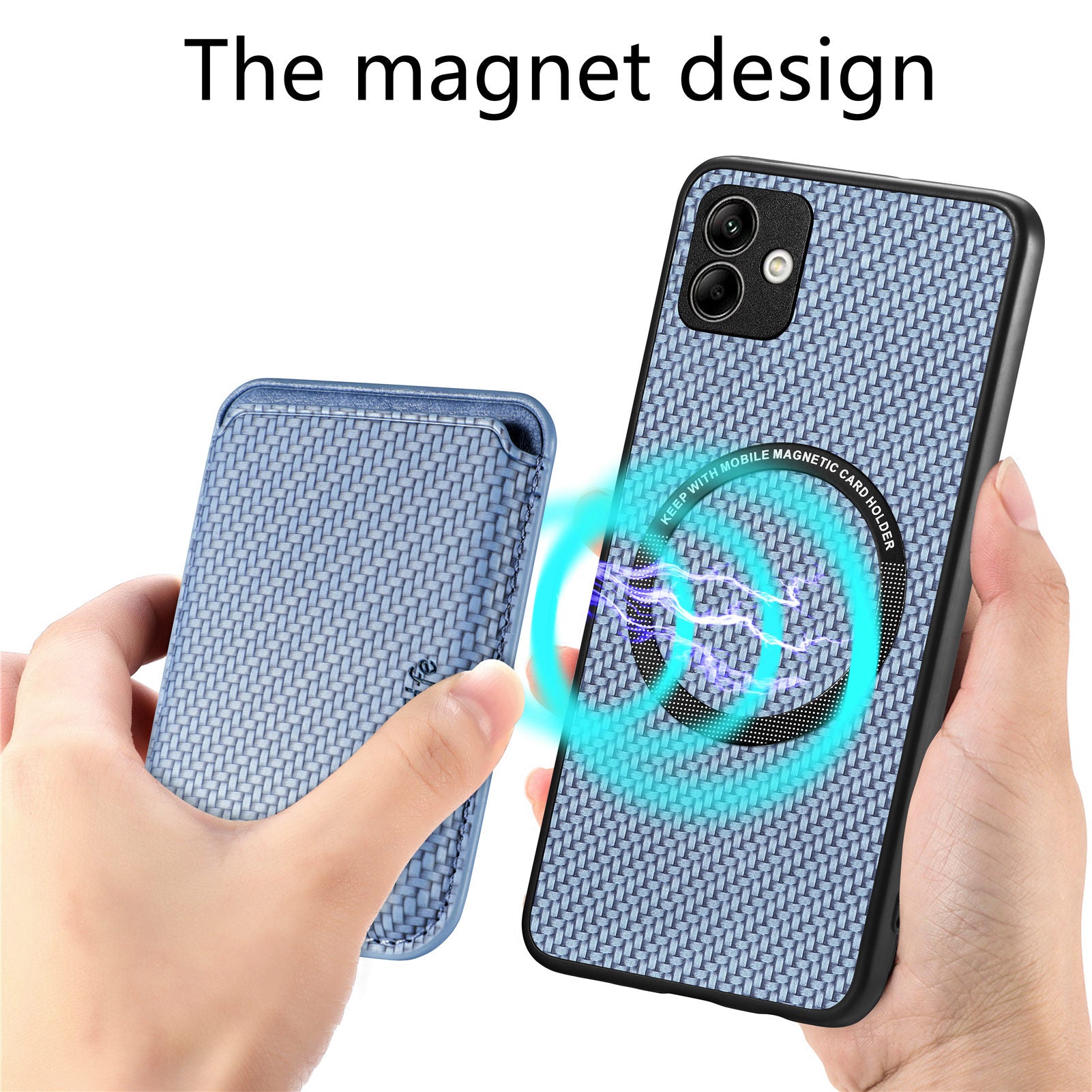 For Samsung Galaxy A04 4G (164.4 x 76.3 x 9.1 mm) 2-in-1 Detachable Magnetic Phone Case Carbon Fiber Texture Card Holder Shockproof Cover