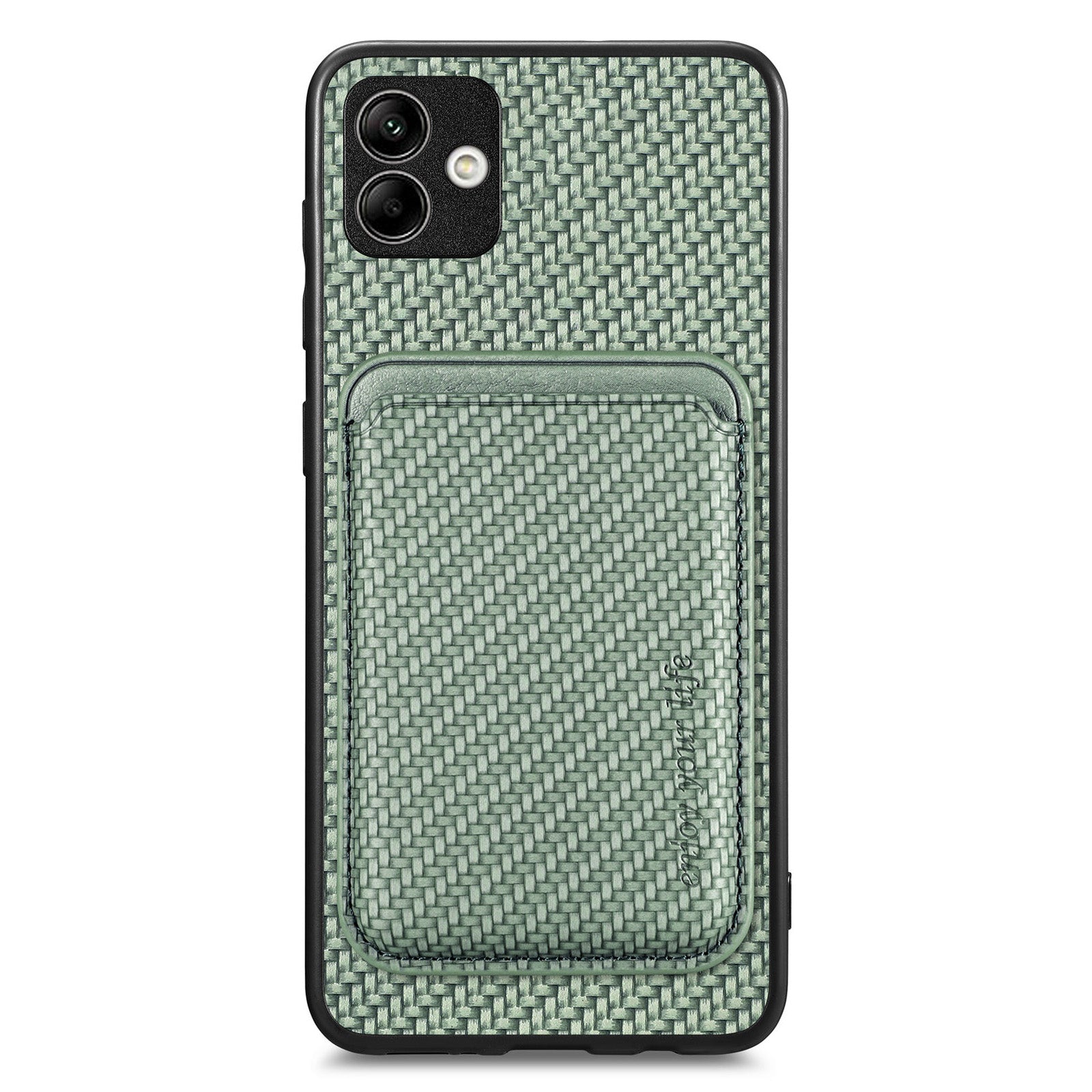 For Samsung Galaxy A04 4G (164.4 x 76.3 x 9.1 mm) 2-in-1 Detachable Magnetic Phone Case Carbon Fiber Texture Card Holder Shockproof Cover