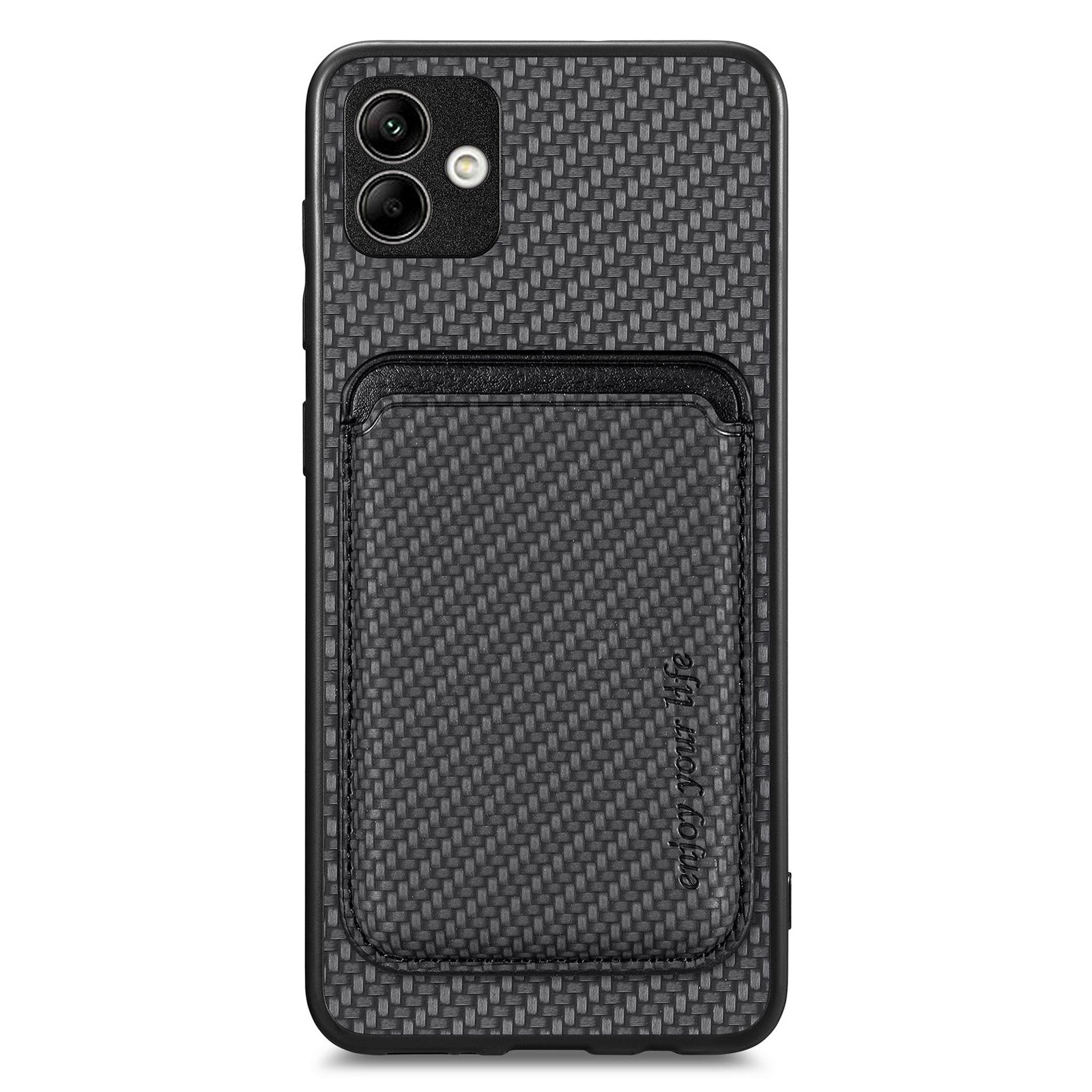For Samsung Galaxy A04 4G (164.4 x 76.3 x 9.1 mm) 2-in-1 Detachable Magnetic Phone Case Carbon Fiber Texture Card Holder Shockproof Cover