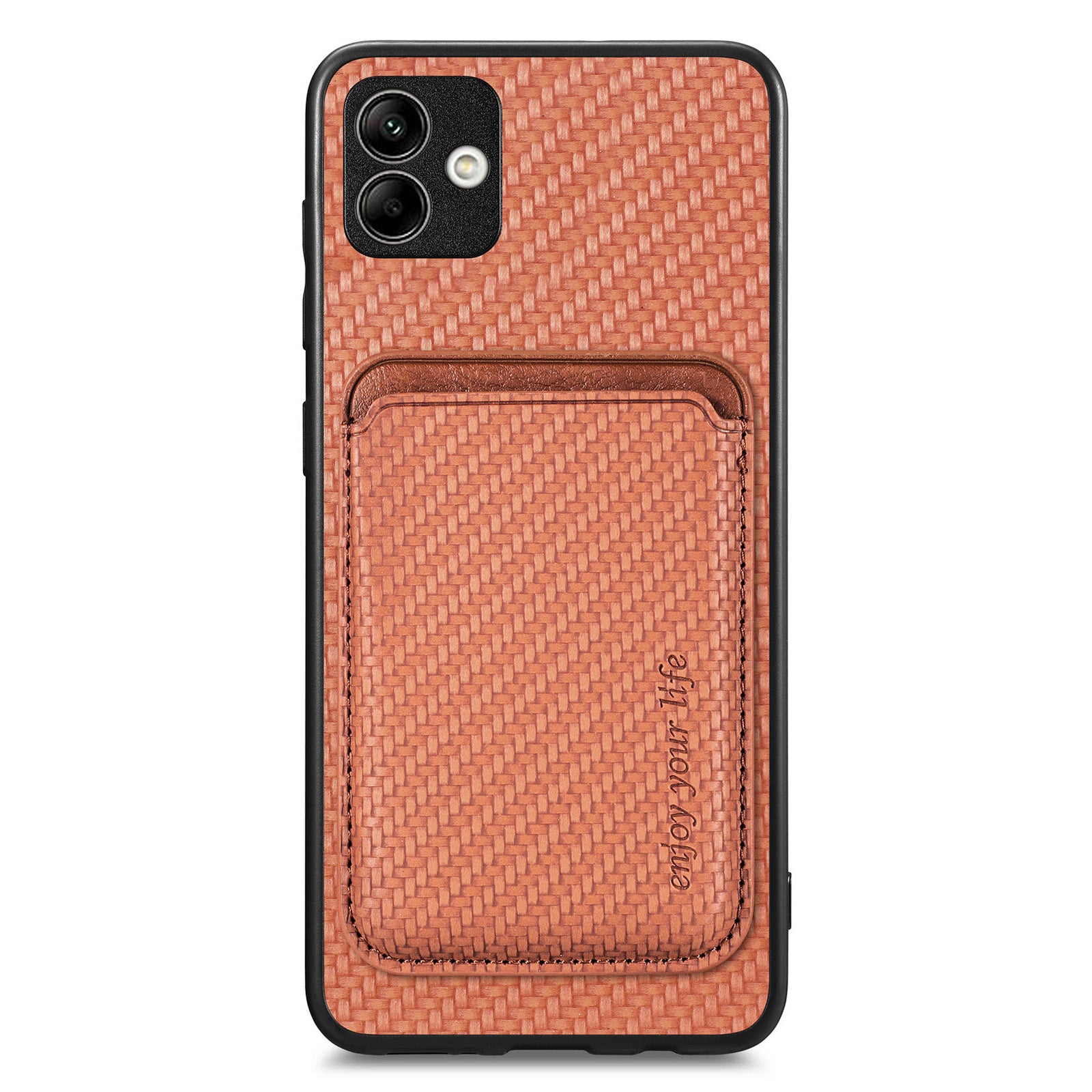 For Samsung Galaxy A04 4G (164.4 x 76.3 x 9.1 mm) 2-in-1 Detachable Magnetic Phone Case Carbon Fiber Texture Card Holder Shockproof Cover
