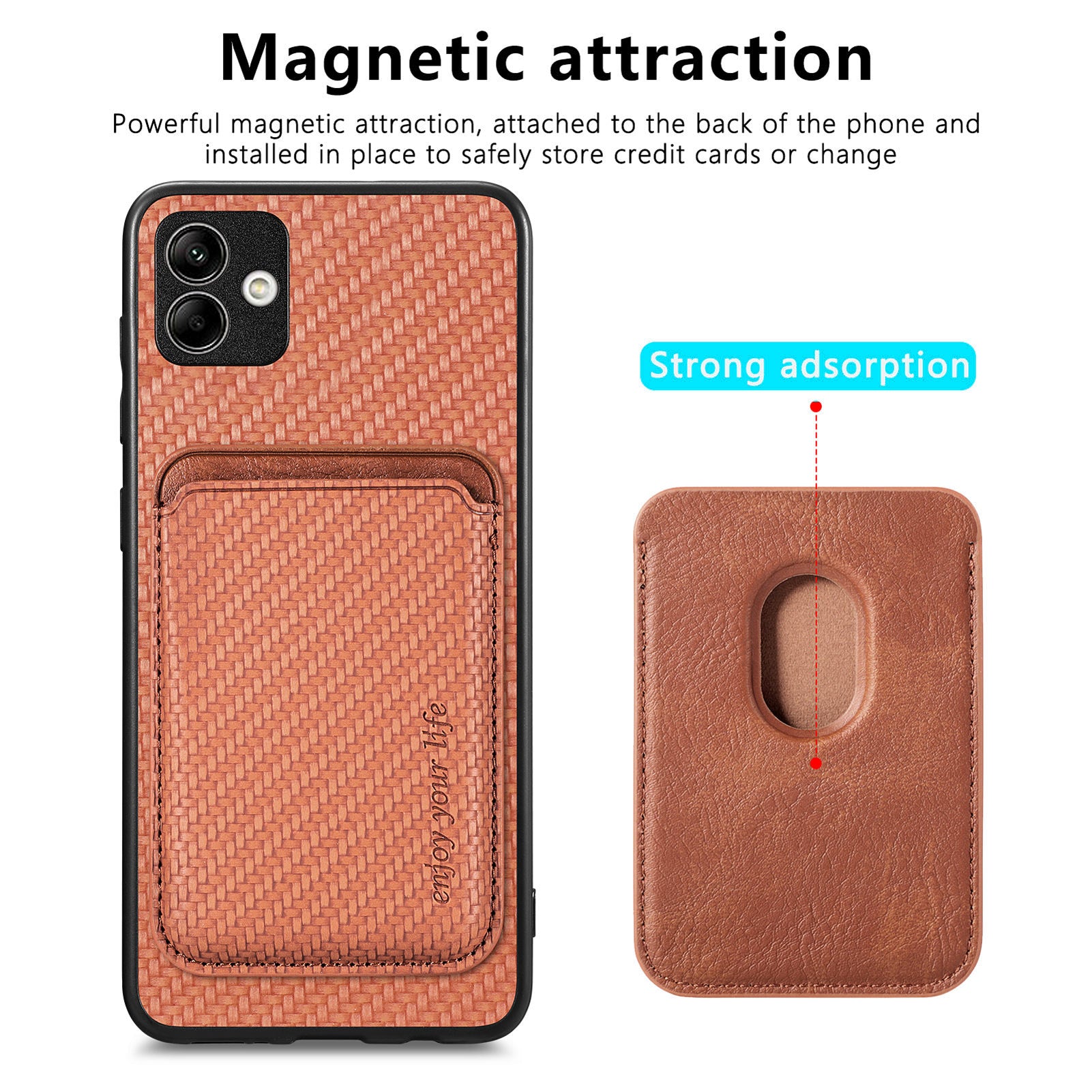 For Samsung Galaxy A04 4G (164.4 x 76.3 x 9.1 mm) 2-in-1 Detachable Magnetic Phone Case Carbon Fiber Texture Card Holder Shockproof Cover