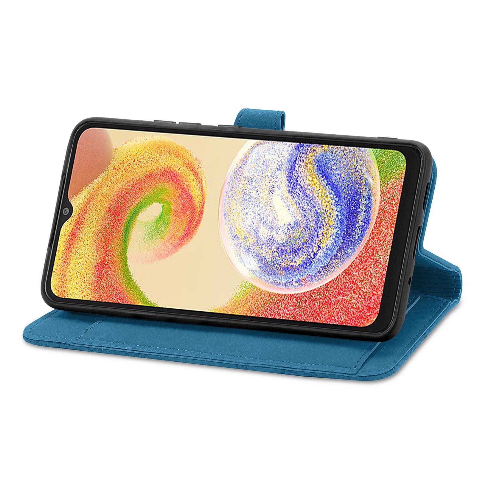 For Samsung Galaxy A04 4G (164.4 x 76.3 x 9.1 mm) Flower Imprinted Pattern Flip Phone Case Wallet Stand PU Leather Zipper Pocket Drop Protection Phone Cover