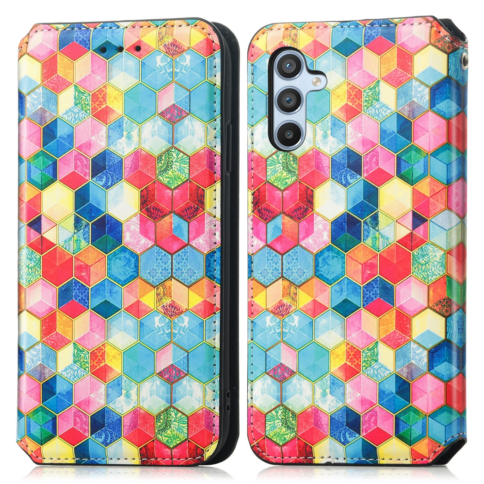 CASENEO 001-serien til Samsung Galaxy A14 5G A14 4G Anti-ridse PU-læder RFID-blokerende tegnebog Etui Mønster Udskrivning Magnetisk Absorptionsstand Telefoncover
