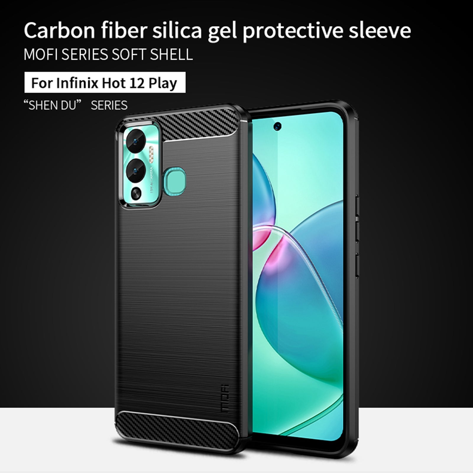 Pouzdro na chytrý telefon MOFI JK TPU Series-1 pro Infinix Hot 12 Play 4G Hot 12 Play NFC 4G broušené uhlíkové vlákno TPU Ochranný zadní kryt telefonu proti poškrábání