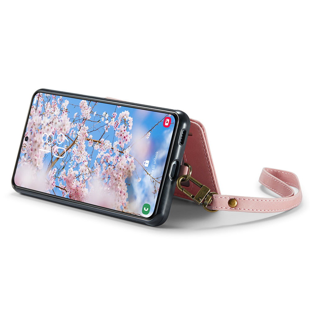 CASEME C20 Series for Samsung Galaxy S23 RFID Blocking Zipper Pocket PU Leather Coated TPU Shockproof Phone Cover with Wallet Kickstand