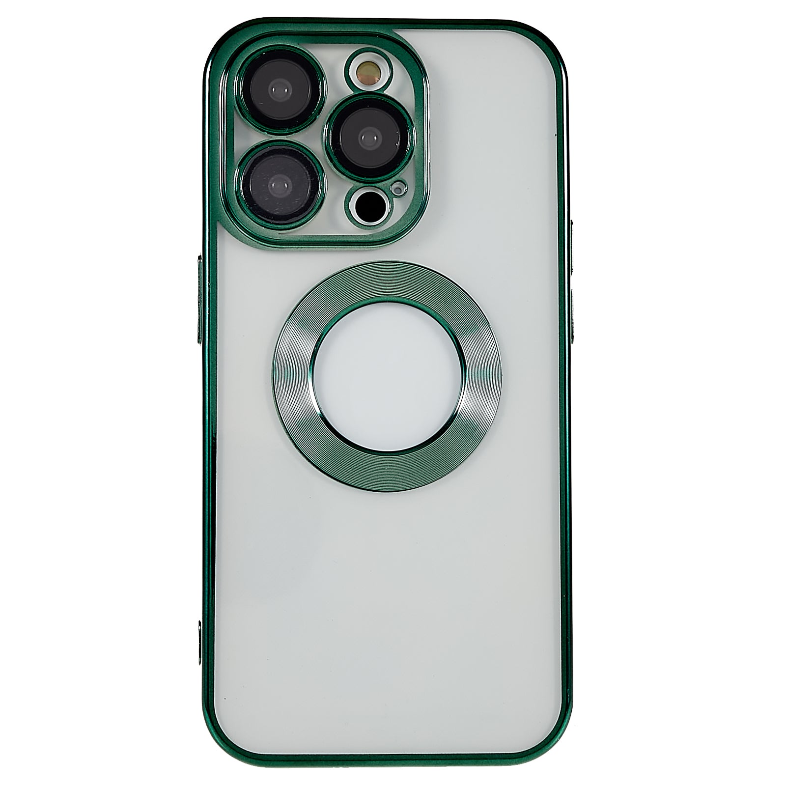 Til iPhone 13 Pro 6,1 tommer CD Texture Ring Logo Hul Design Telefon Case Klar TPU galvanisering kanter Beskyttelsescover med indbygget PC-linsefilm