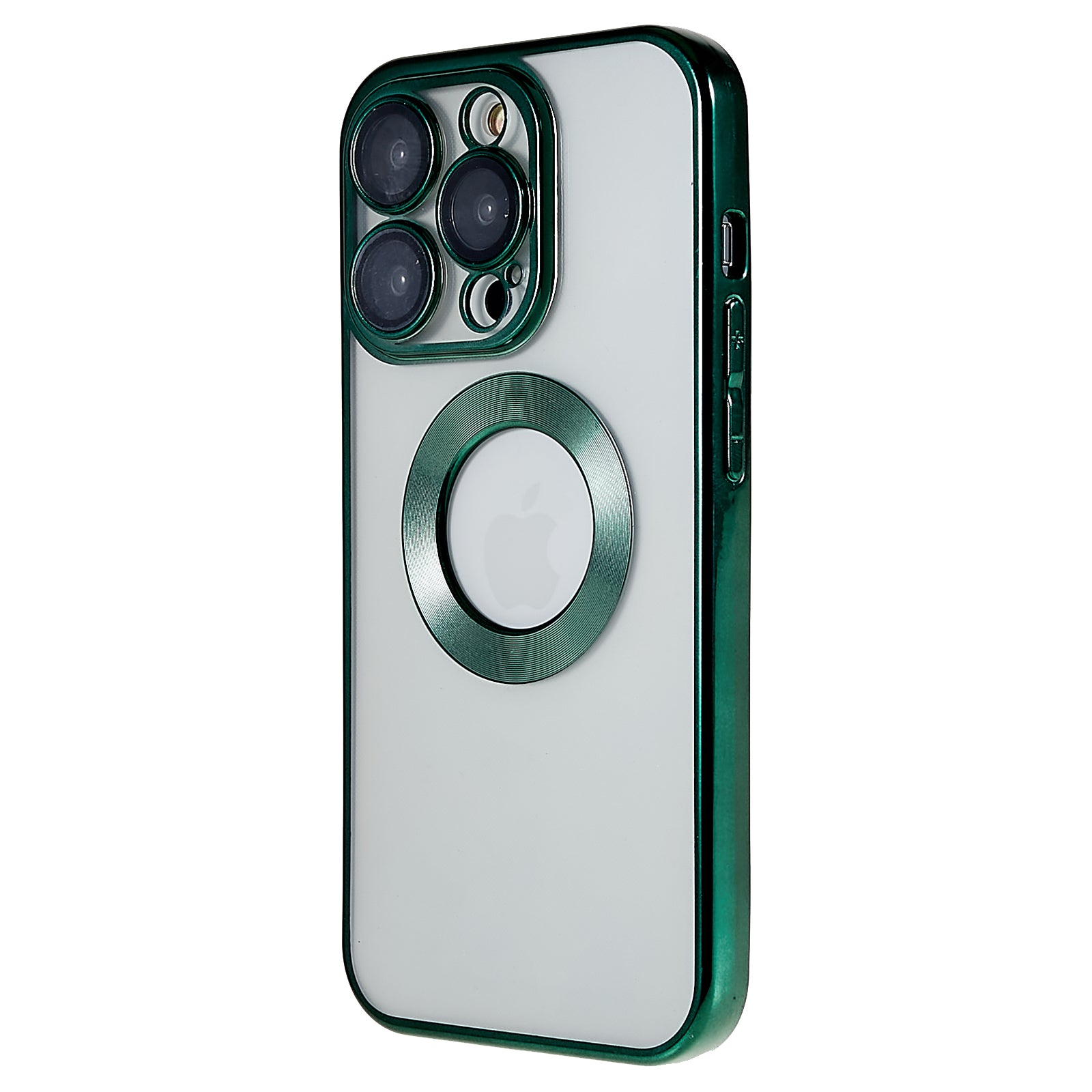 Til iPhone 13 Pro 6,1 tommer CD Texture Ring Logo Hul Design Telefon Case Klar TPU galvanisering kanter Beskyttelsescover med indbygget PC-linsefilm