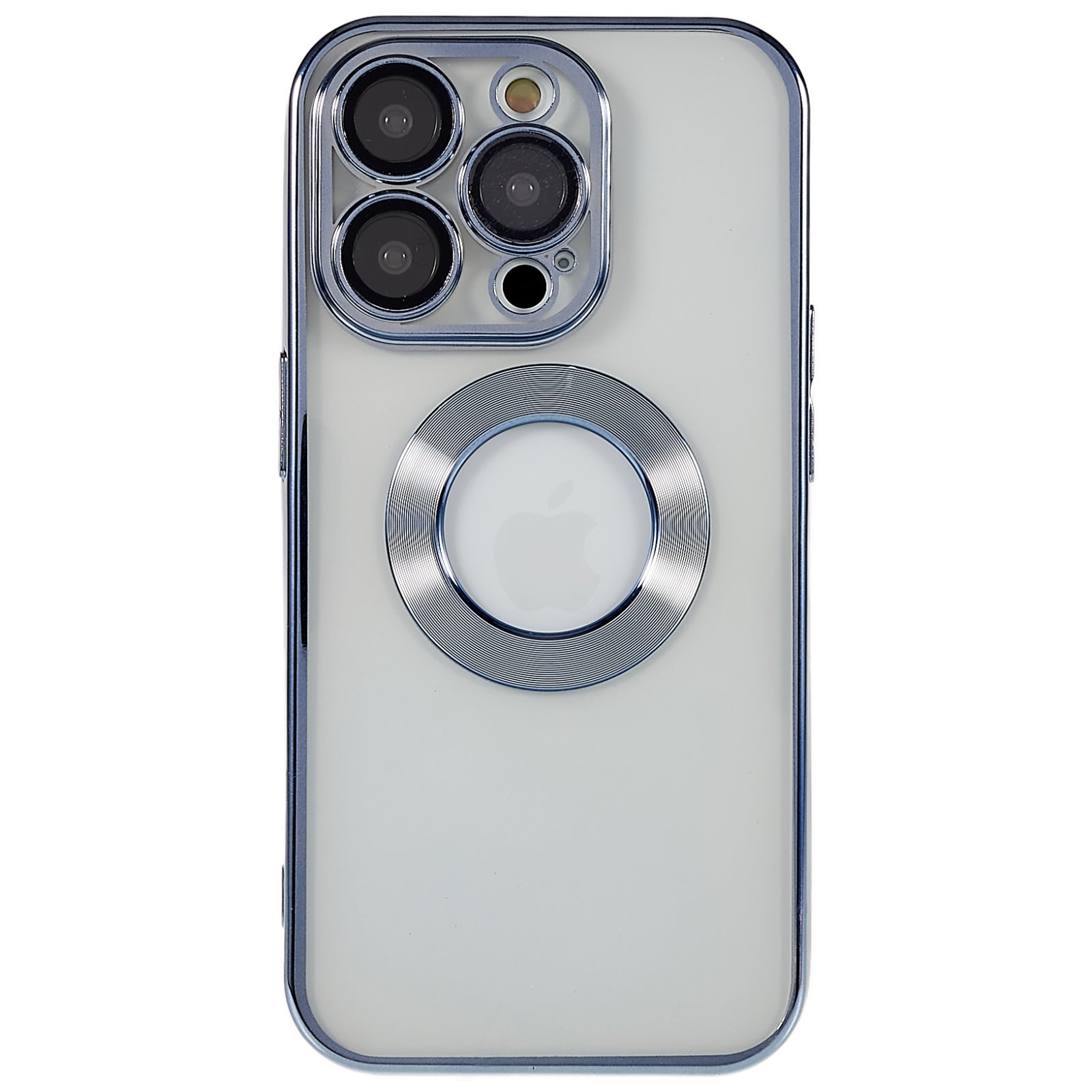 Til iPhone 13 Pro 6,1 tommer CD Texture Ring Logo Hul Design Telefon Case Klar TPU galvanisering kanter Beskyttelsescover med indbygget PC-linsefilm