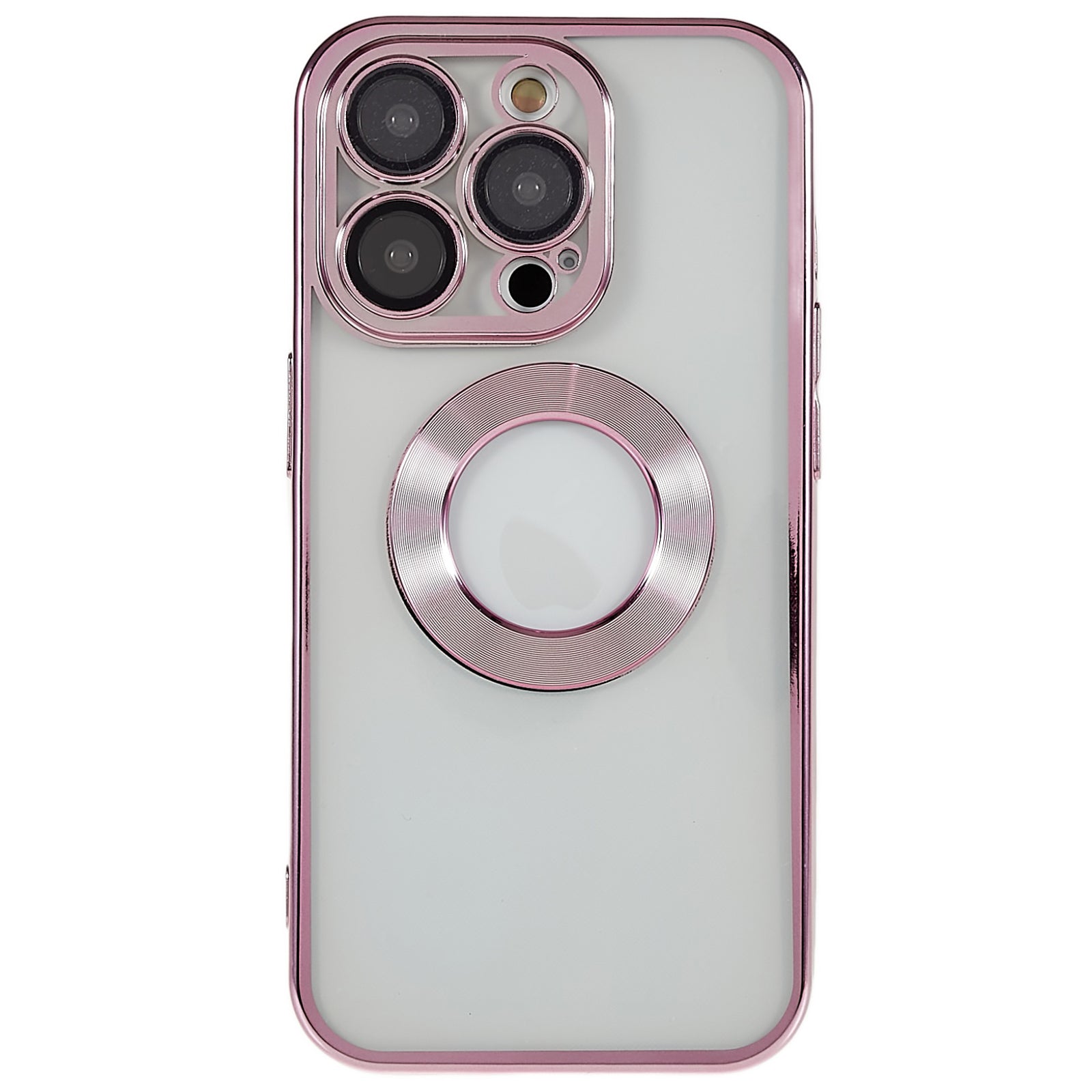 Til iPhone 13 Pro 6,1 tommer CD Texture Ring Logo Hul Design Telefon Case Klar TPU galvanisering kanter Beskyttelsescover med indbygget PC-linsefilm