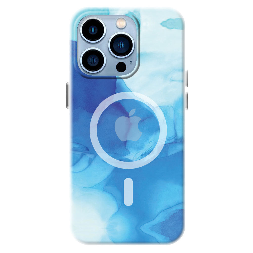 For iPhone 14 Pro Max Anti-drop Ink Painting Skin-touch Translucent TPU Back Case Compatible with MagSafe