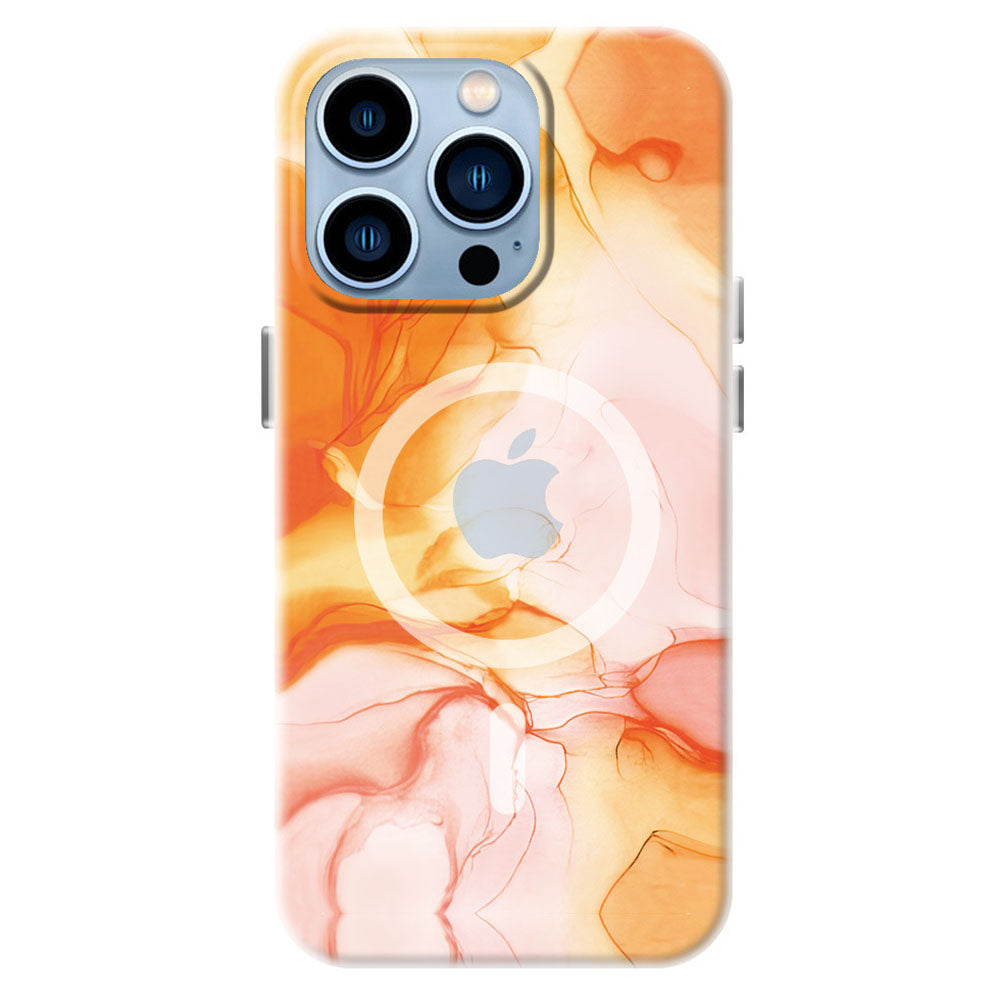 For iPhone 14 Pro Max Anti-drop Ink Painting Skin-touch Translucent TPU Back Case Compatible with MagSafe