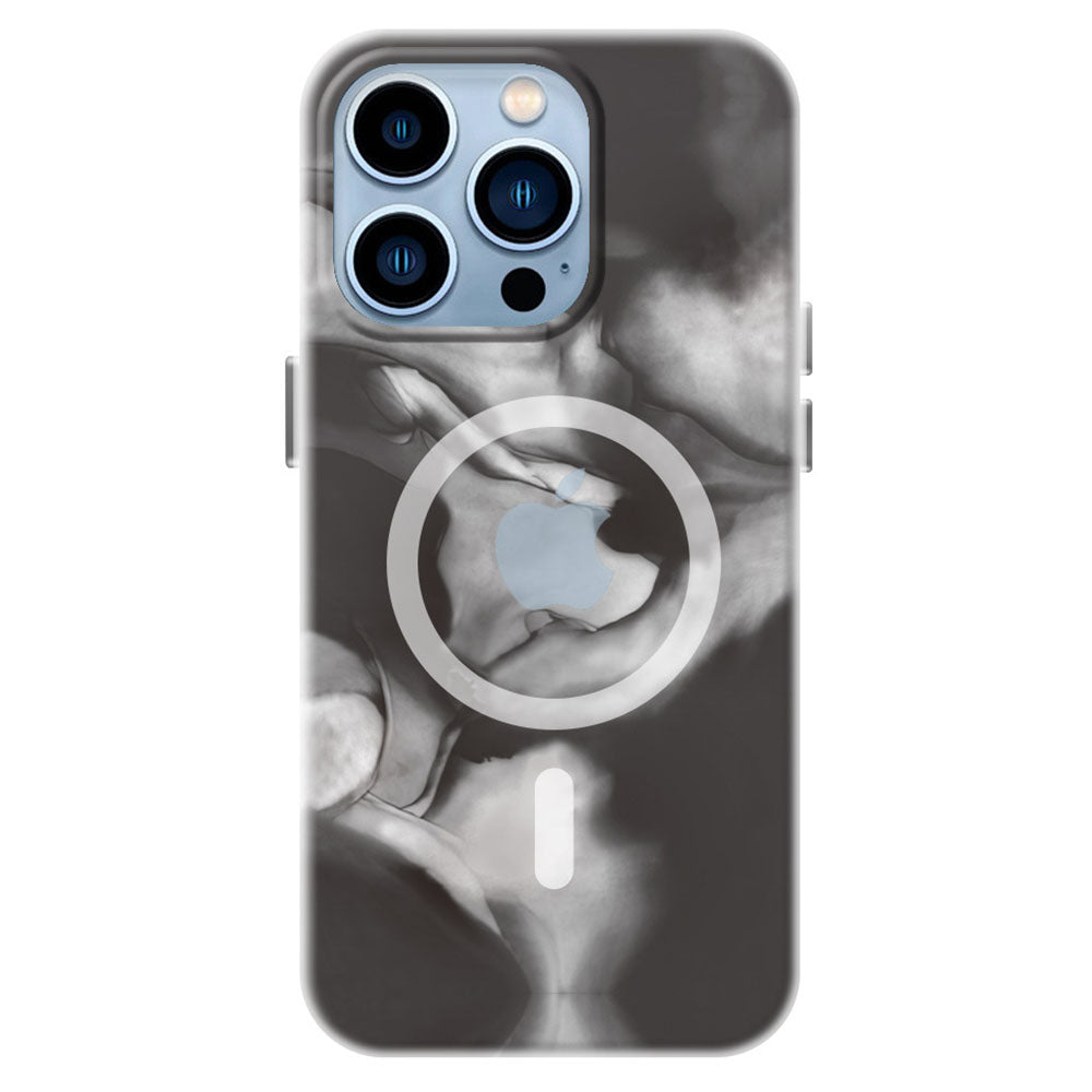 For iPhone 14 Pro Max Anti-drop Ink Painting Skin-touch Translucent TPU Back Case Compatible with MagSafe