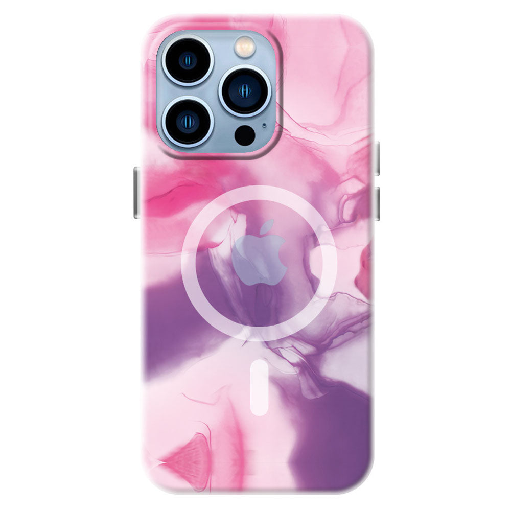 For iPhone 14 Pro Max Anti-drop Ink Painting Skin-touch Translucent TPU Back Case Compatible with MagSafe