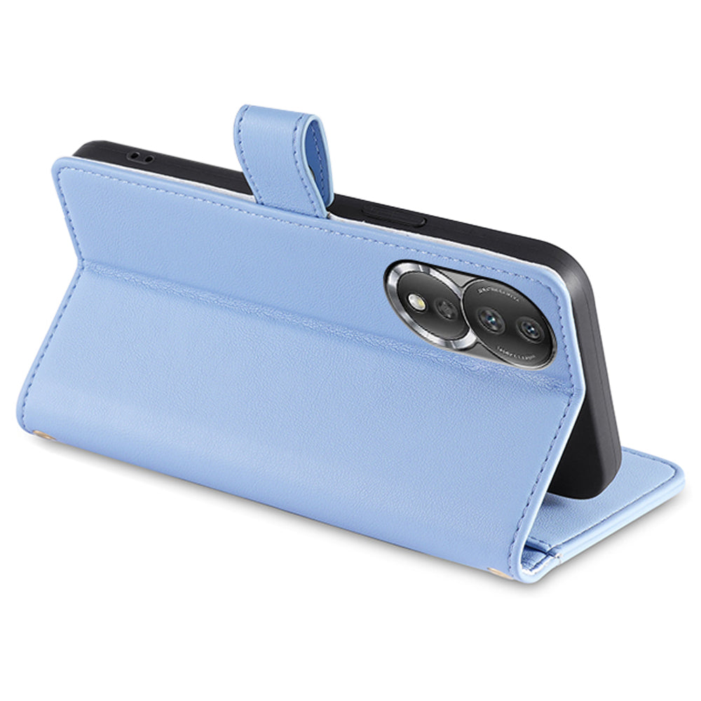 For Honor 80 5G Full Coverage PU Leather Stand Case Zipper Pocket Card Slots Flip Phone Cover with Wrist Strap and Shoulder Strap