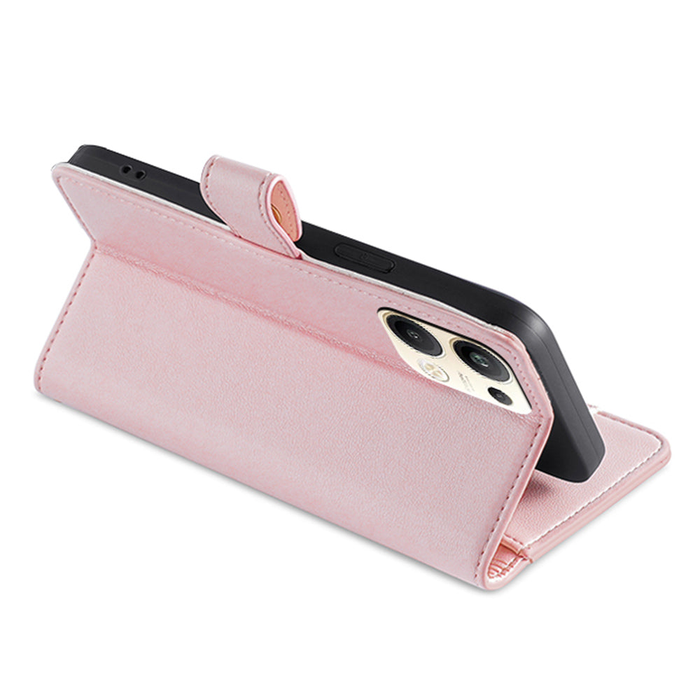 For Oppo Reno9 Pro 5G Textured PU Leather Wallet Phone Case Stand Multiple Card Slots Zipper Pocket Phone Cover with Wrist Strap and Shoulder Strap